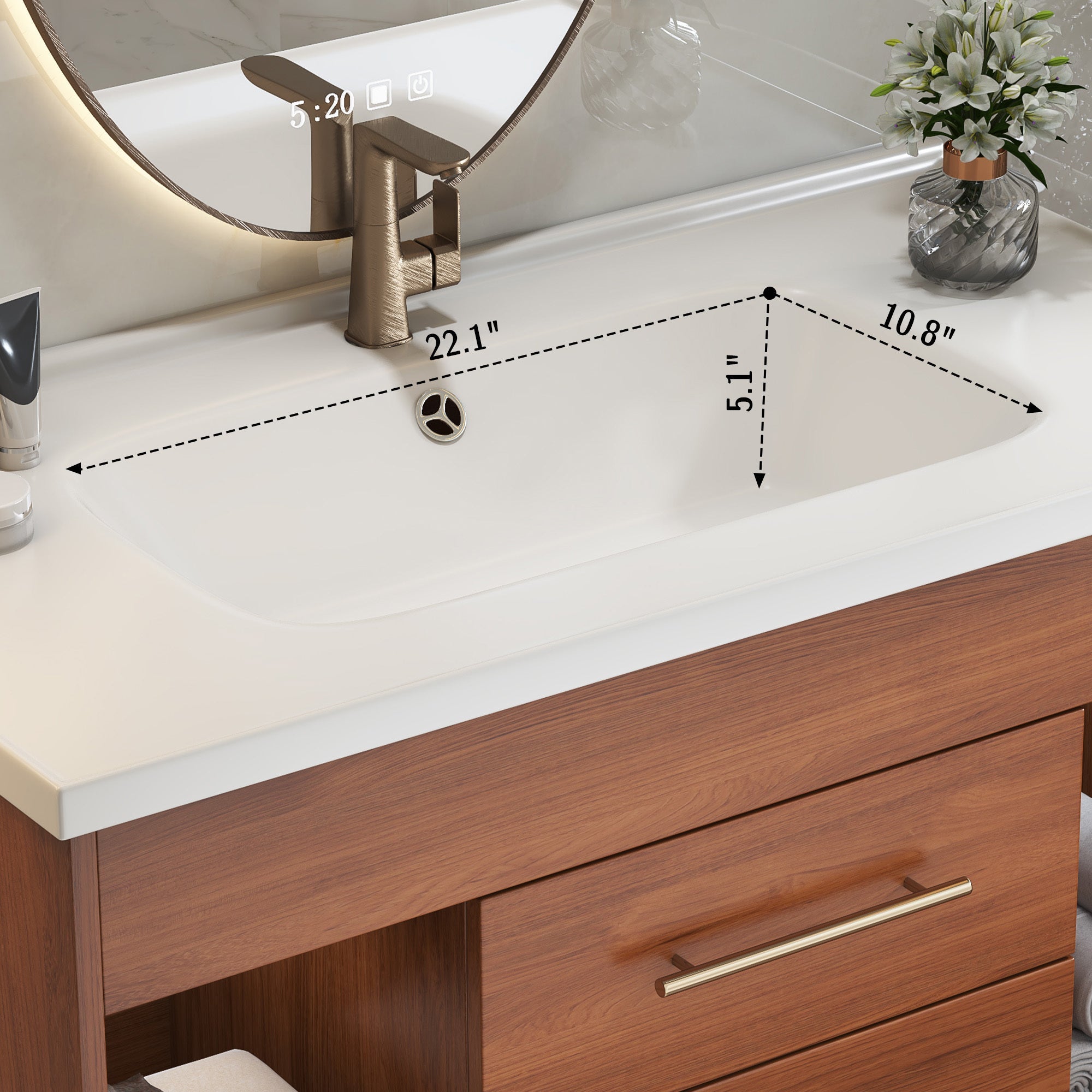 35.4' Mid-Century Floating Bathroom Vanity with Ceramic Undermount Sink