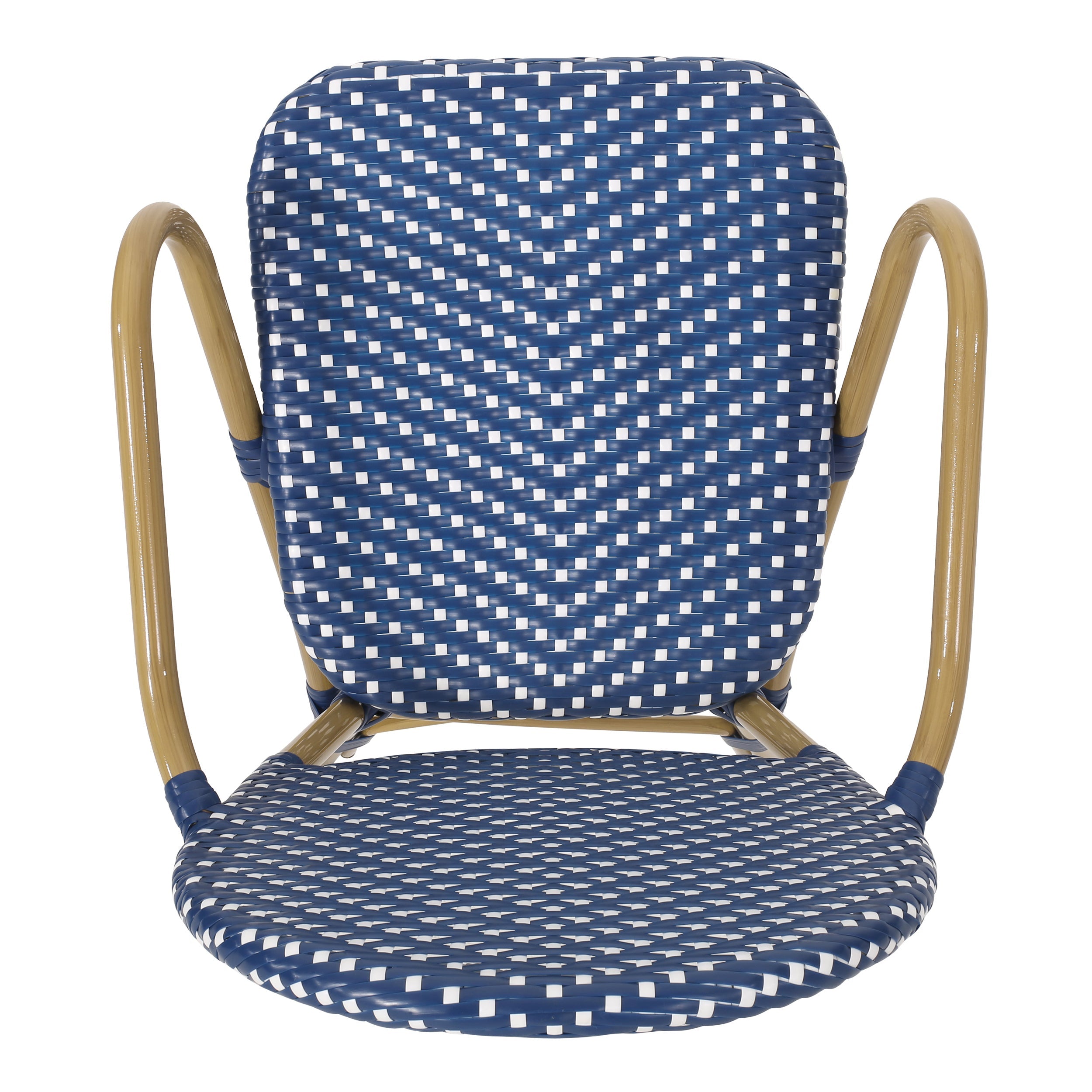 Outdoor PE Rattan and Aluminum 3 Piece French Bistro Set, Dark Teal & White,