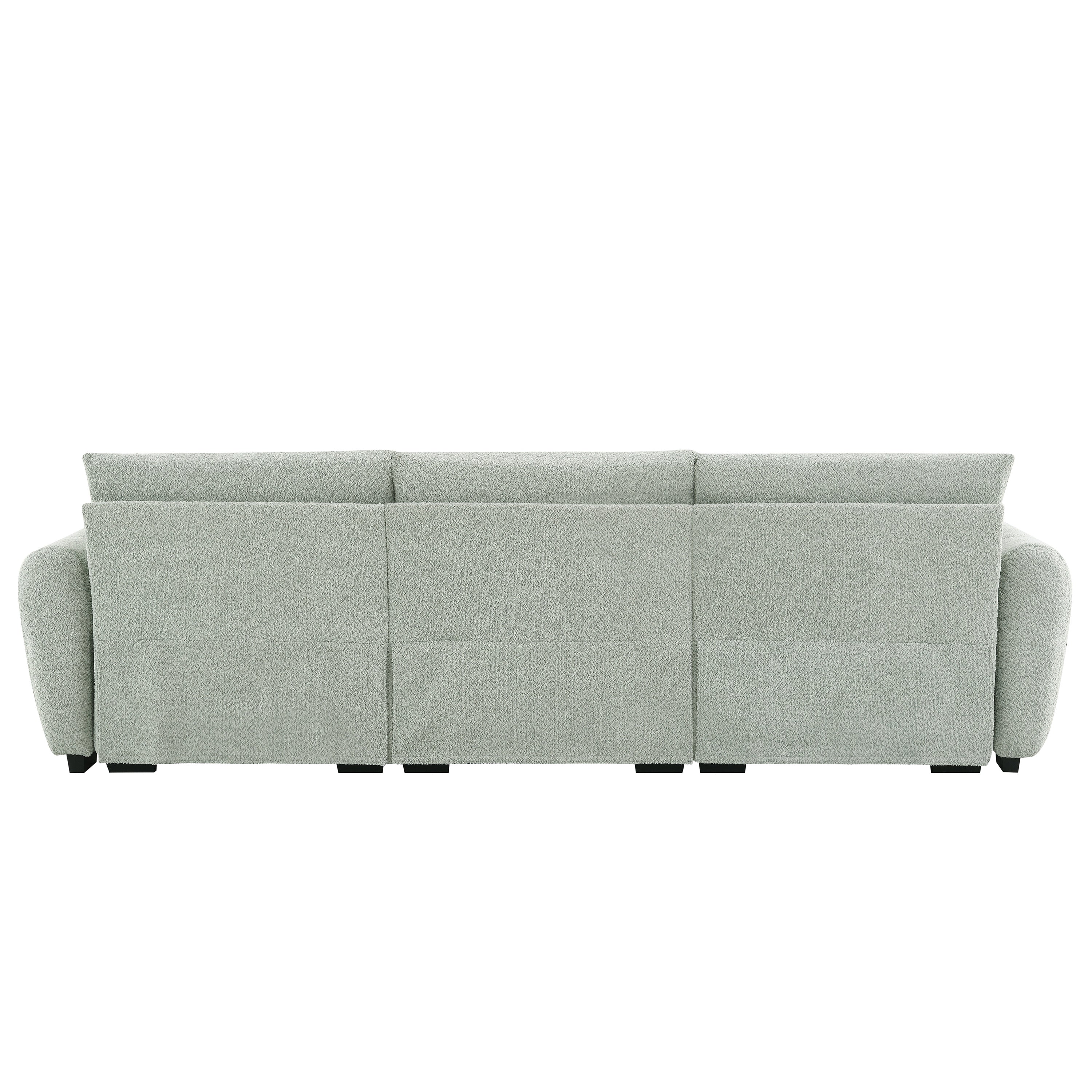 Sectional Sofa L-Shape Boucle Light Green 4 Seat Ottoman 110 In