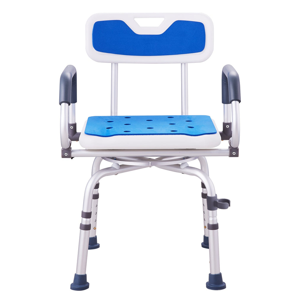 Shower Chair 360 Degree Swivel Aluminum 400 LB Pivoting Arms Adjustable
