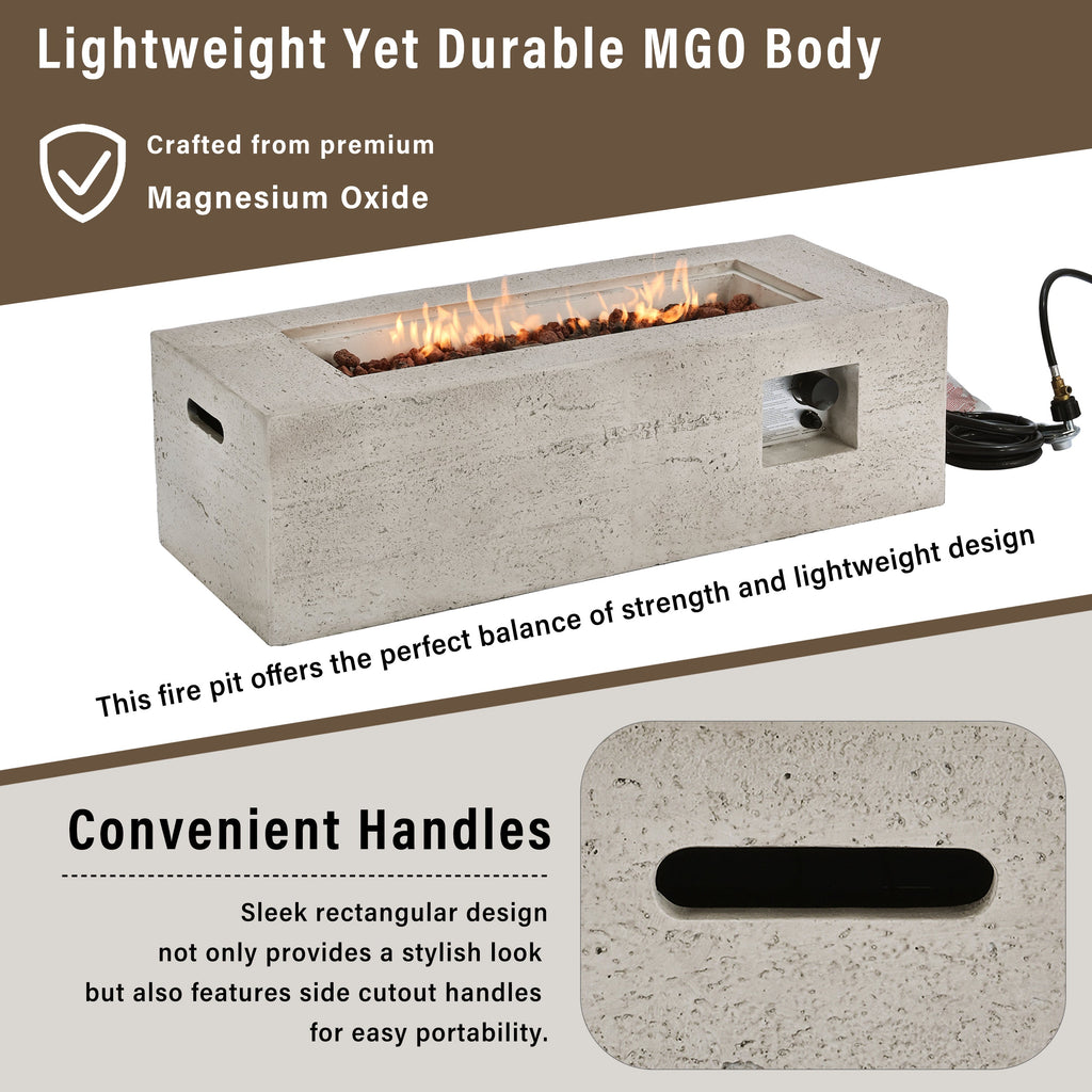 2-in-1 Outdoor Fire Pit and Propane Tank Stand Set 41.9 Inch, Beige Grey