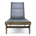 Outdoor Acacia Wood Chaise Lounge Gray Mesh 78.25x24