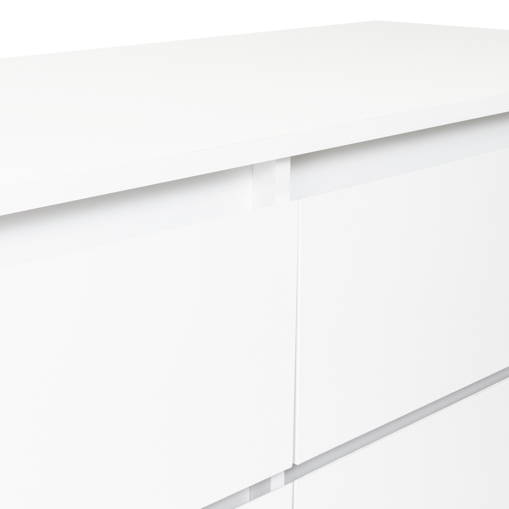 Dresser Minimalist Set of 2 6-Drawer White Particle Board Metal Legs 60.4 In