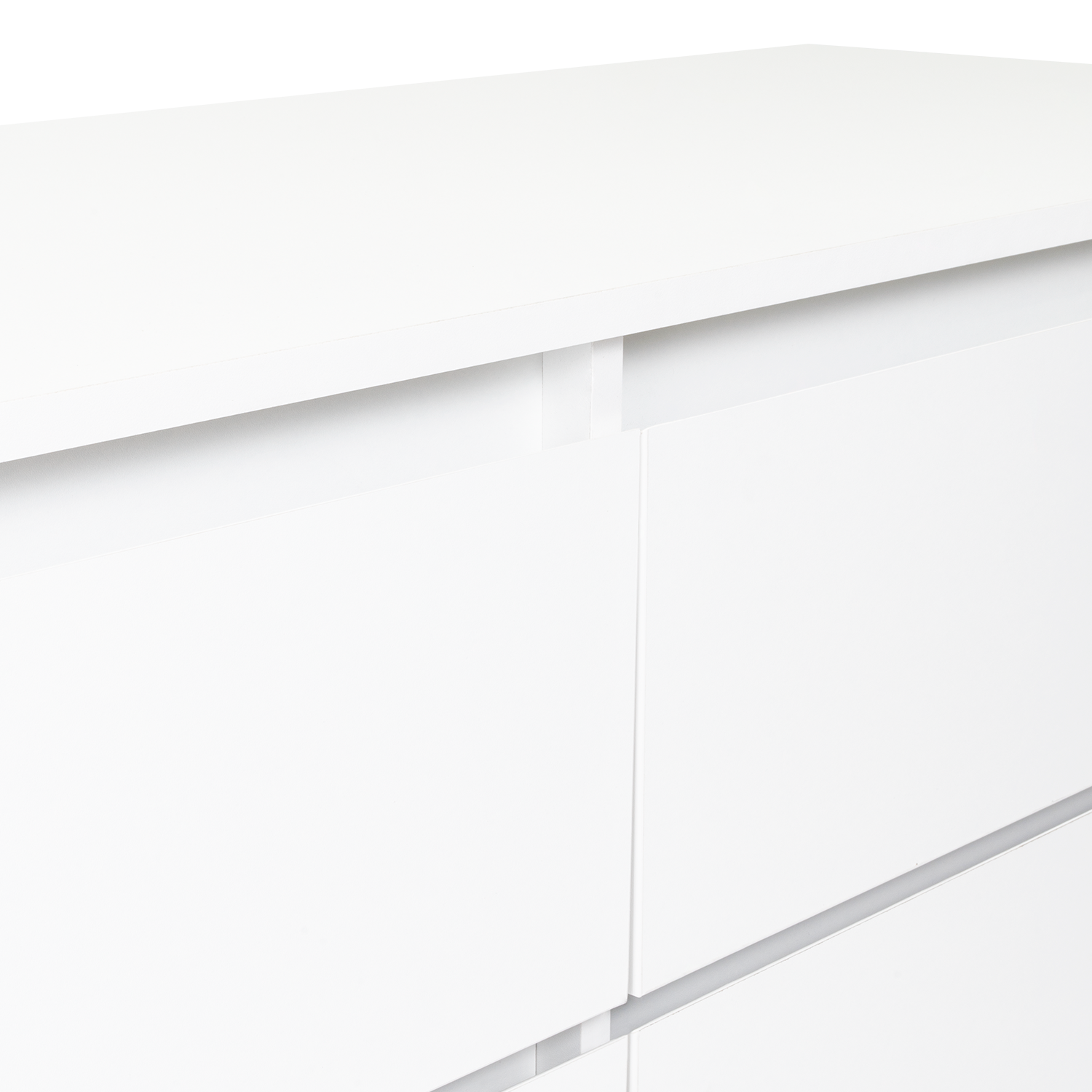 Dresser Minimalist Set of 2 6-Drawer White Particle Board Metal Legs 60.4 In