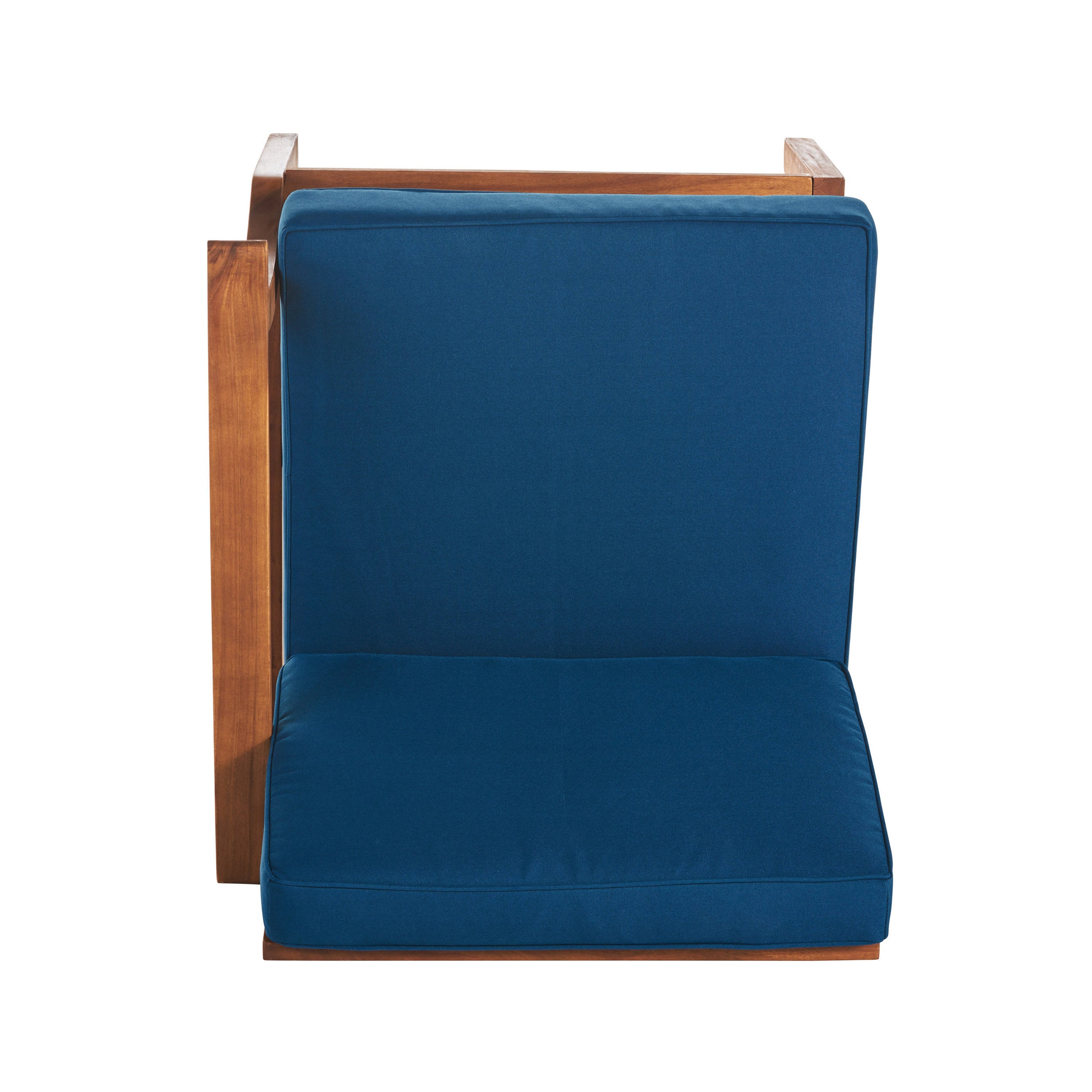 PERLA 6-Piece Outdoor Sectional Sofa Set, Acacia Wood Frame, Blue Cushions