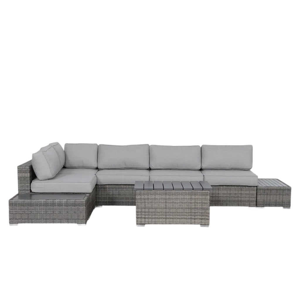 Outdoor Sectional Set HDPE Wicker Brown 8pc