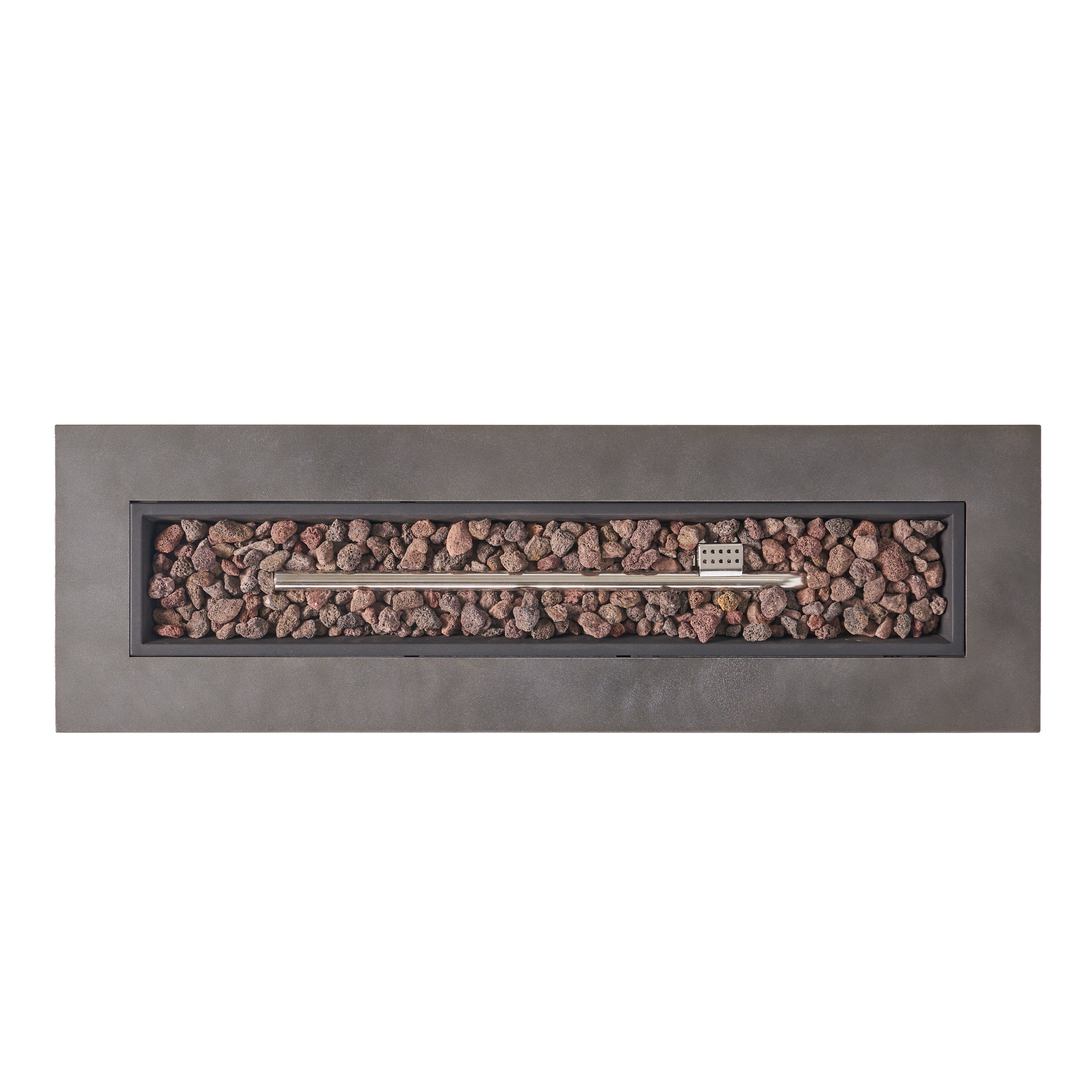 RECTANGULAR IRON FIRE PIT 50,000 BTU WITH TANK HOLDER, Stone Gray