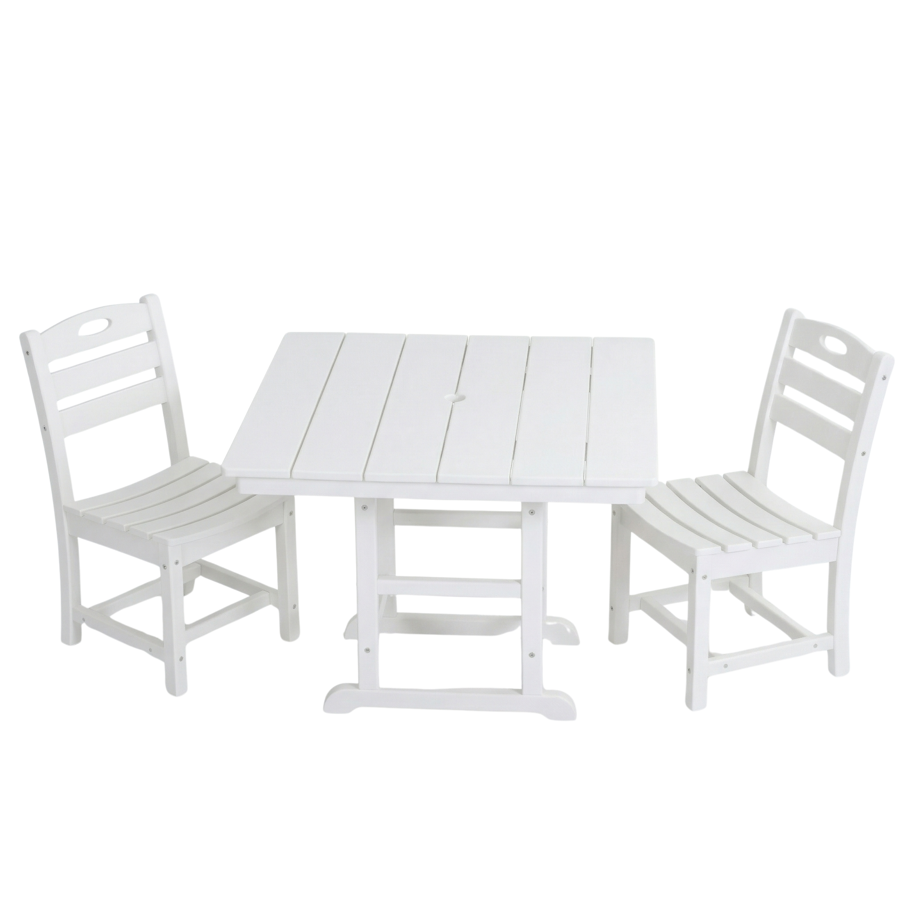 Outdoor Patio Dining Set HDPE White 3 Piece Square Table 2 Chairs Seats 2