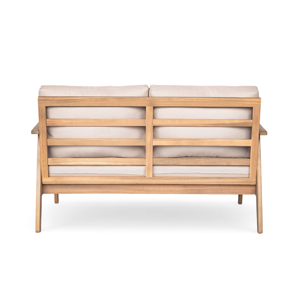 Outdoor Conversation Set 4 Piece Acacia Wood Rope