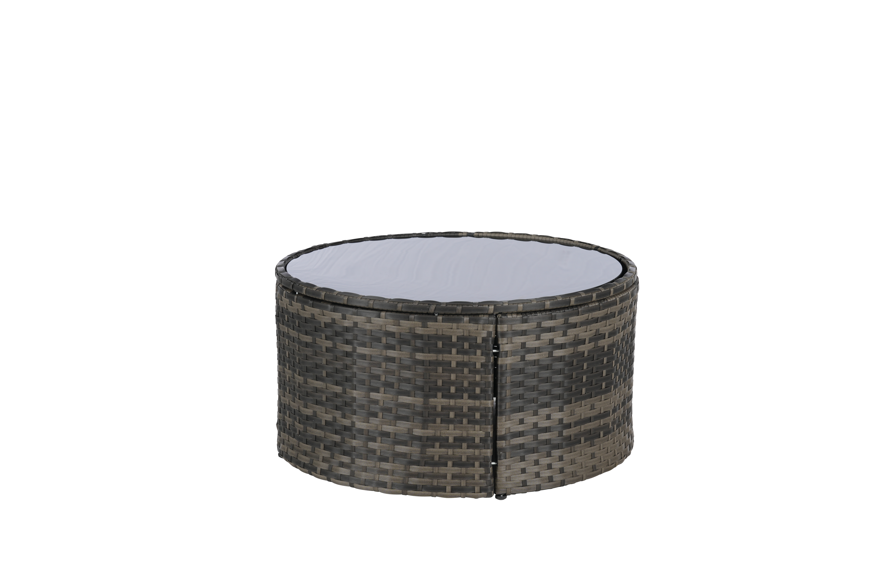 Outdoor Sectional Set PE Rattan Steel Light Gray Half Moon 7 Piece 380 LB