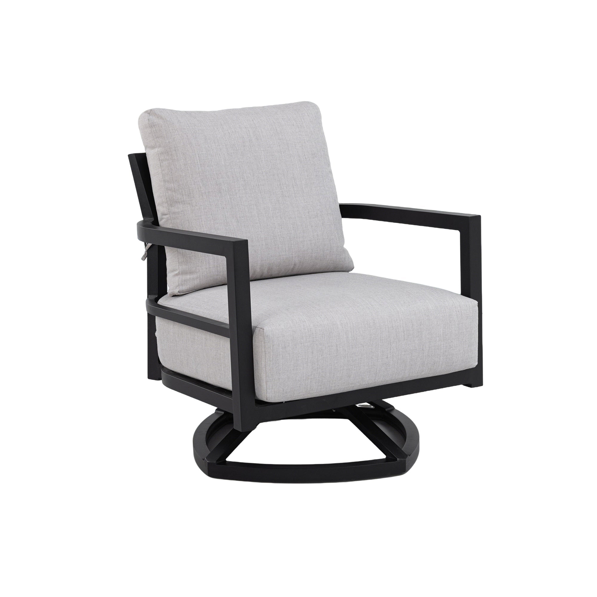 Outdoor Swivel Lounge Chair Aluminum Ember Black 360 Degree Modern