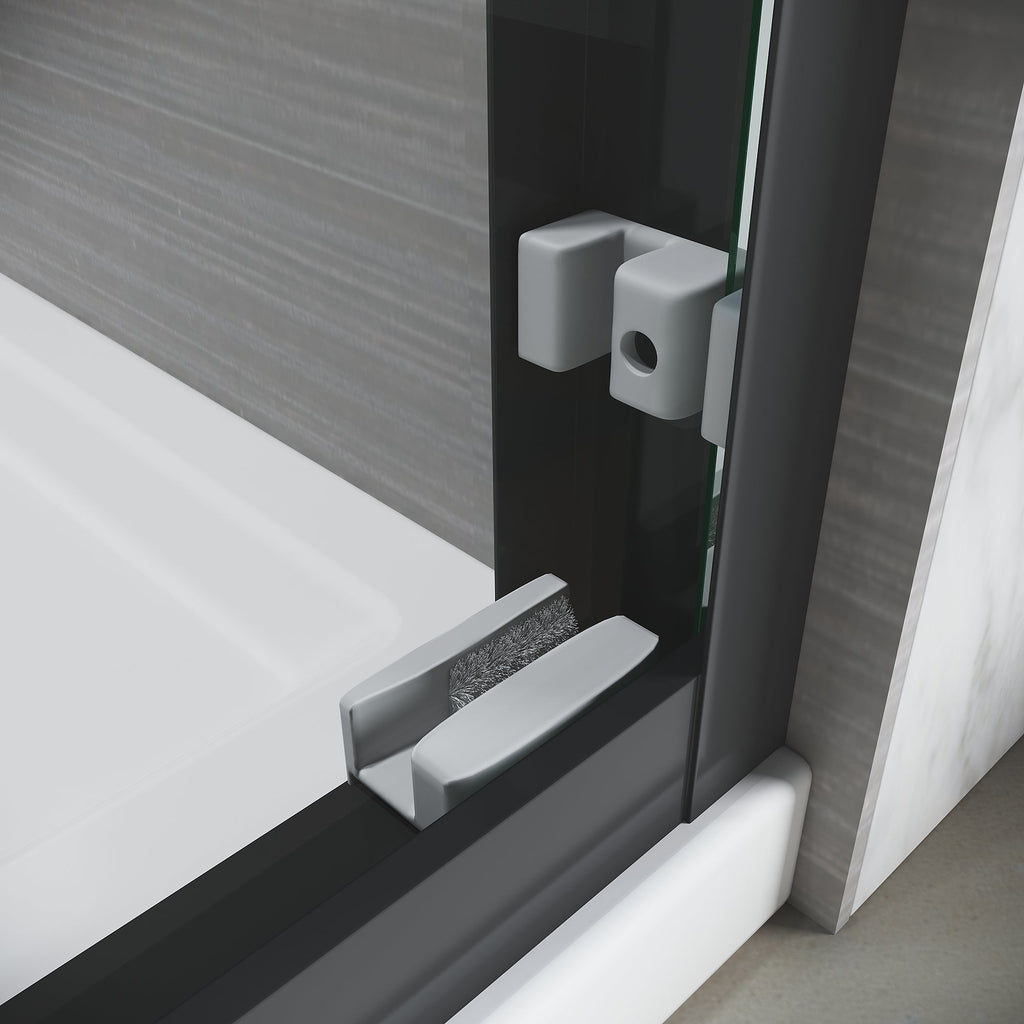 Sliding Glass Tub Door 56-60 in. W x 57 in. H, Matte Black Semi Frameless Dou