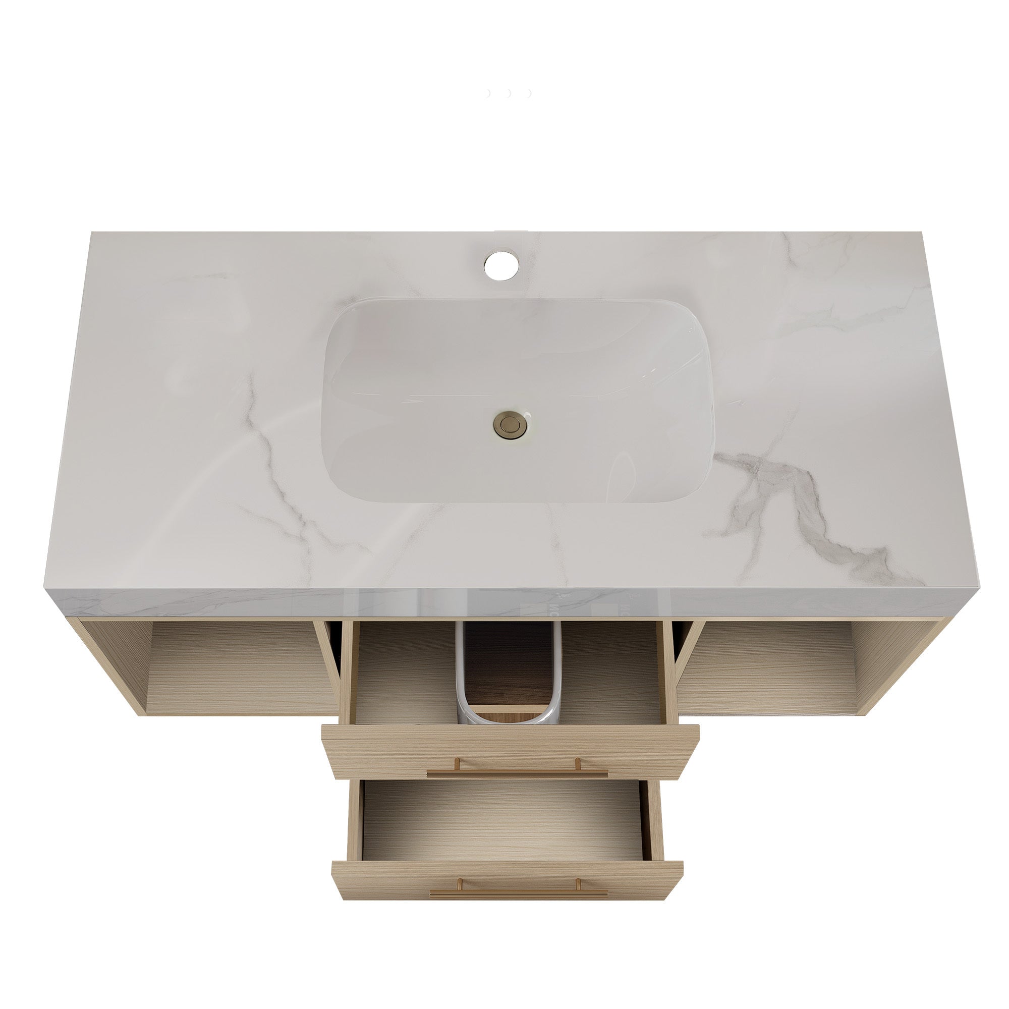 39.4'' Floating Bathroom Vanity with Ceramic Sink, 2 Soft Close Drawers