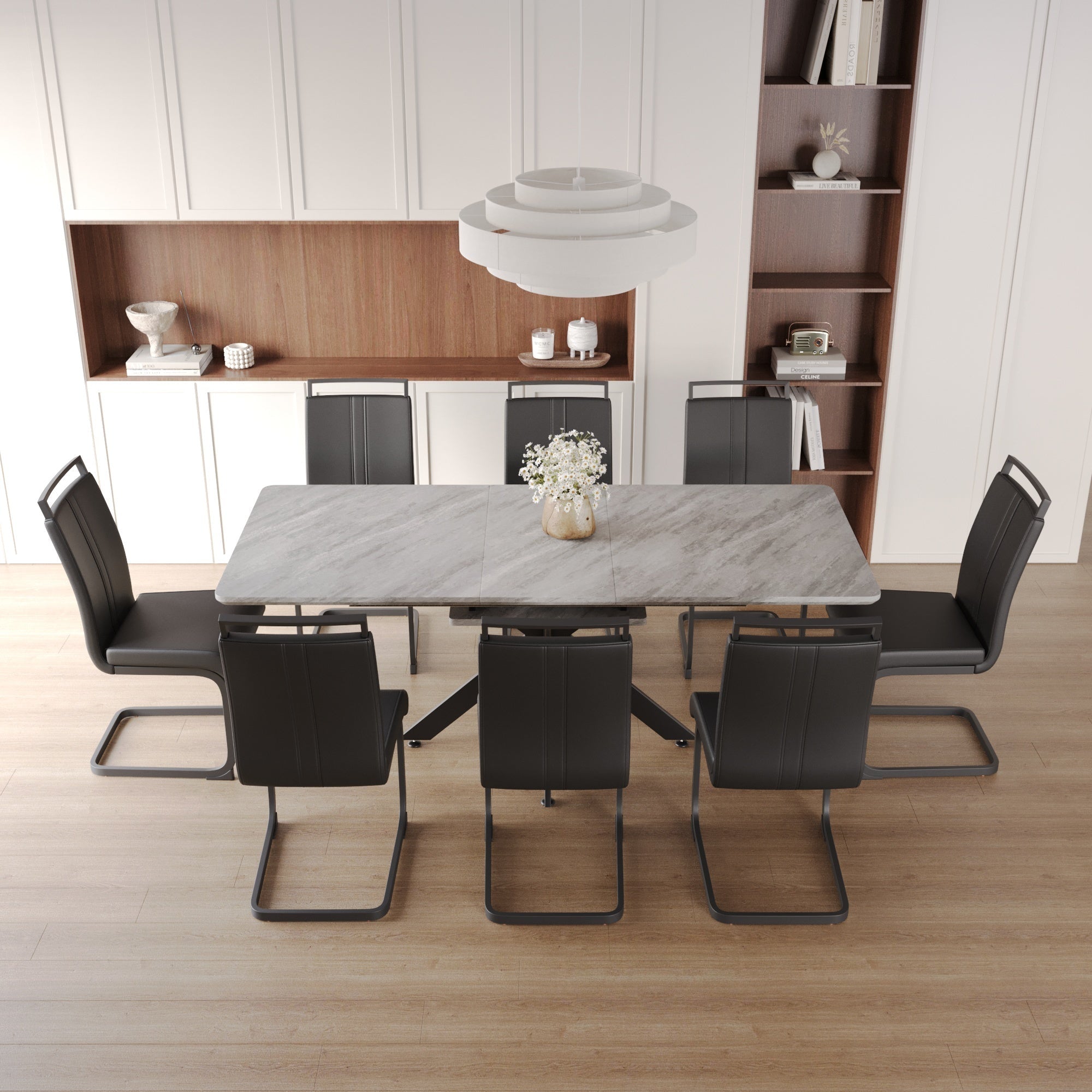 62.4' extendable 78.15' dining Table Set for 6-8 Person for Dining