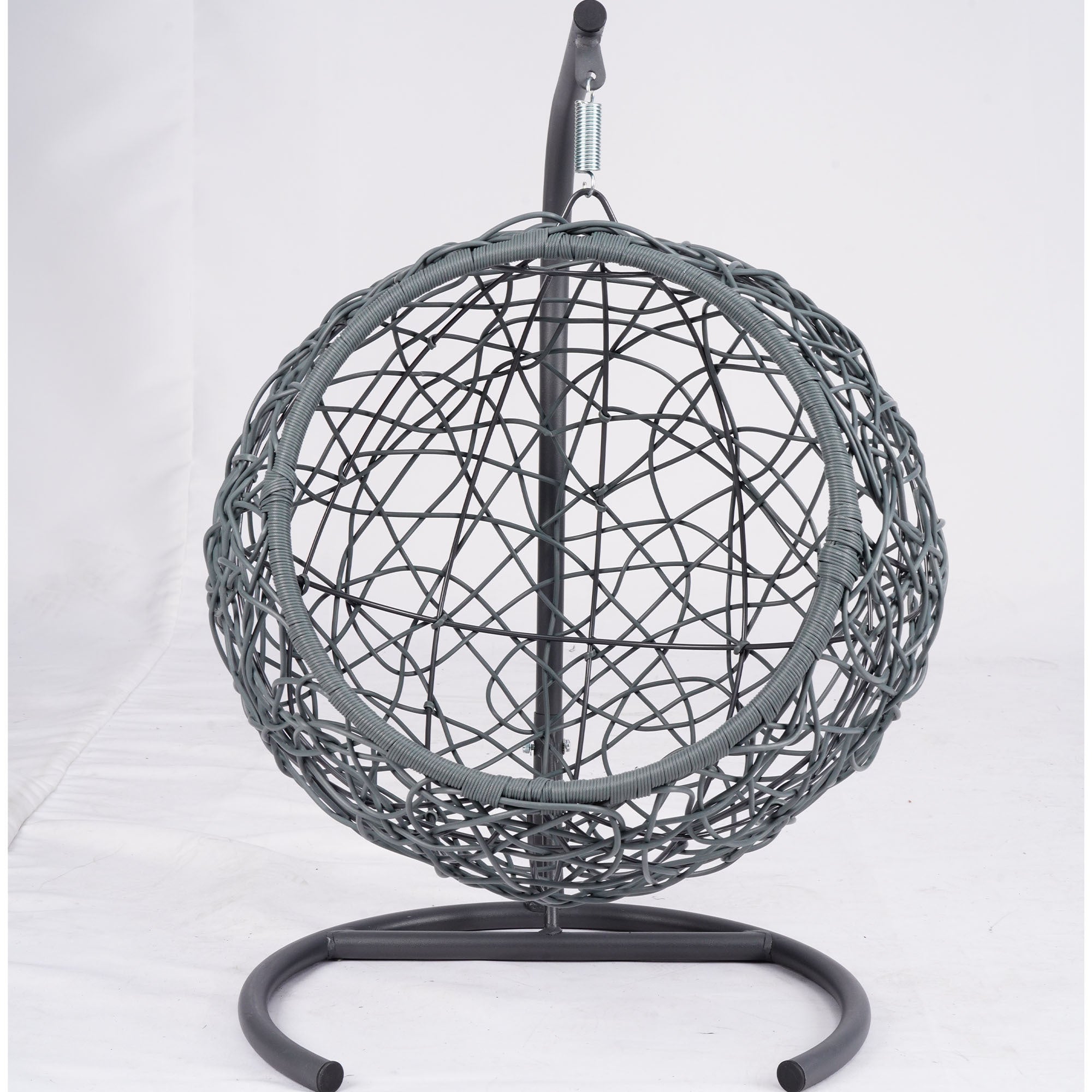 Cat Swing Bed with Stand and Cushion, Rattan Wicker Egg Chair Style, Gray