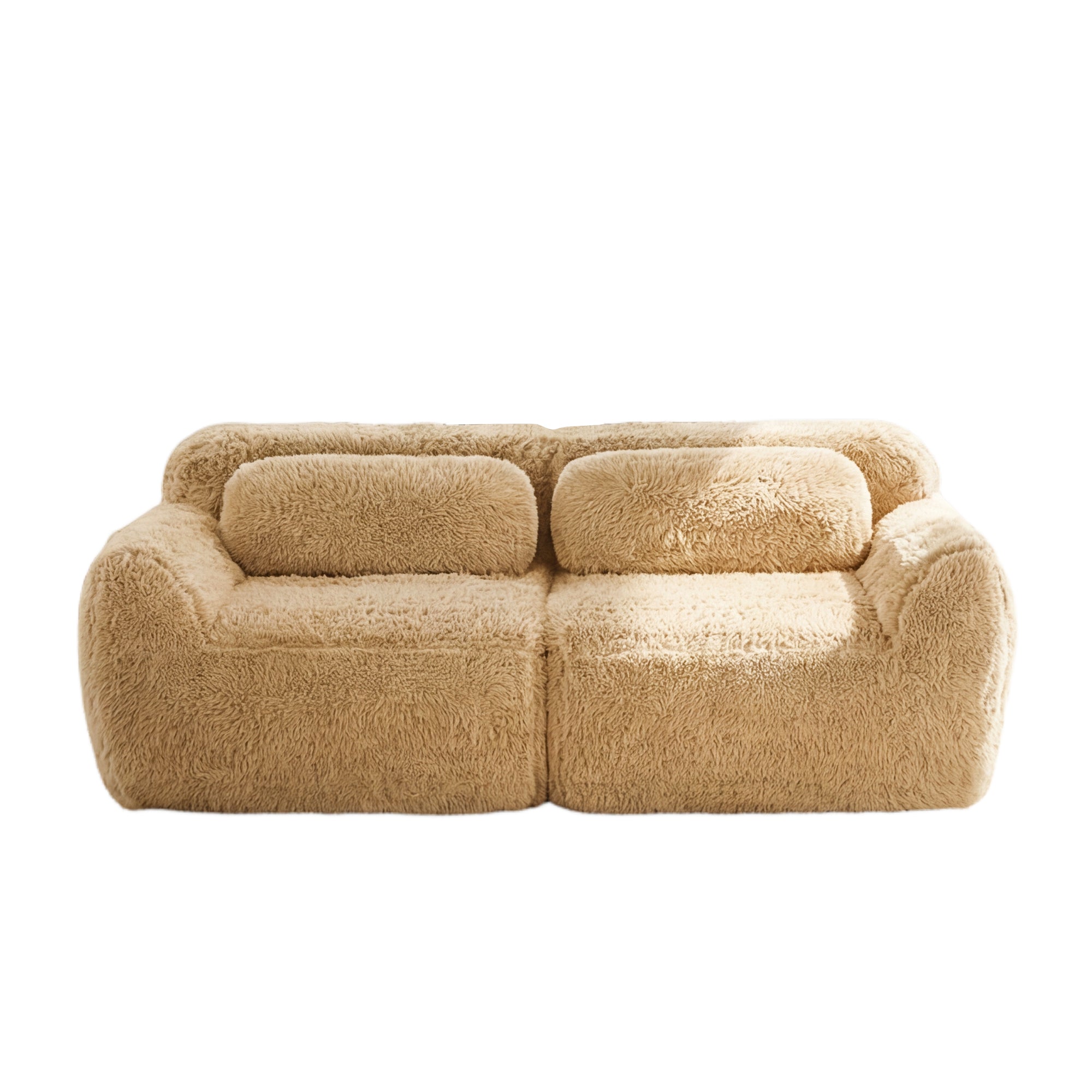 LoveSeat Modular Plush Light Khaki 2 Seat Non-Slip