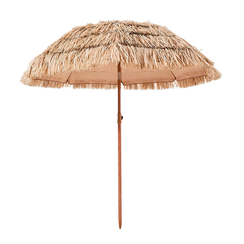 Patio Umbrella Tiki Thatched 6 Ft Tilt 30 Degree 8-Rib Polyester Poolside