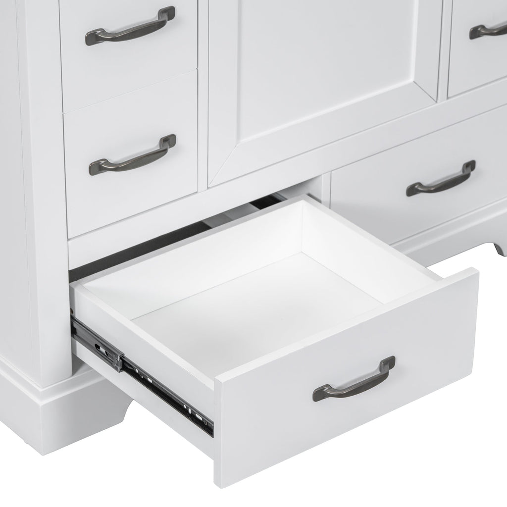 36' Bathroom Vanity with Sink Combo, Six Drawers, Multi-Functional Drawer Div...