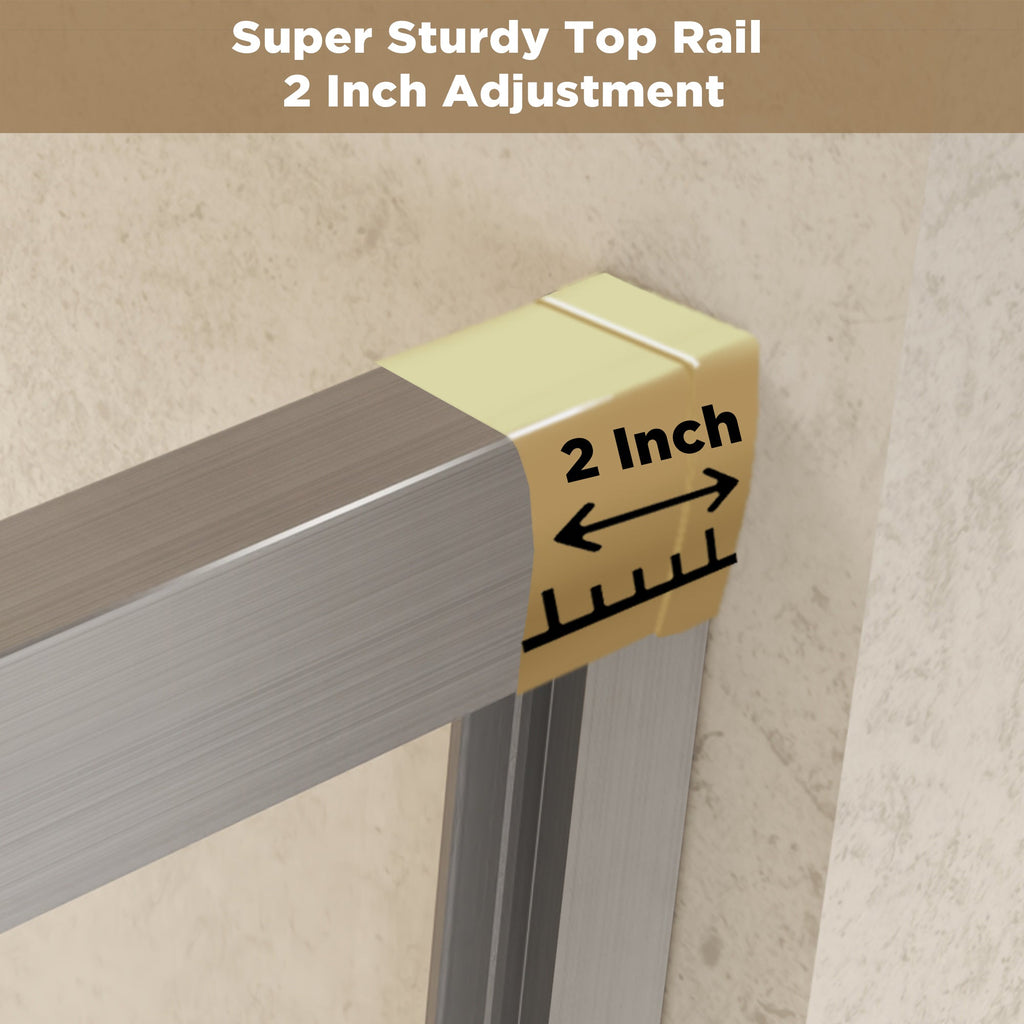 56-60in x 72in Aluminum Frame Double Sliding Shower Door, Brushed Nickel, 6mm