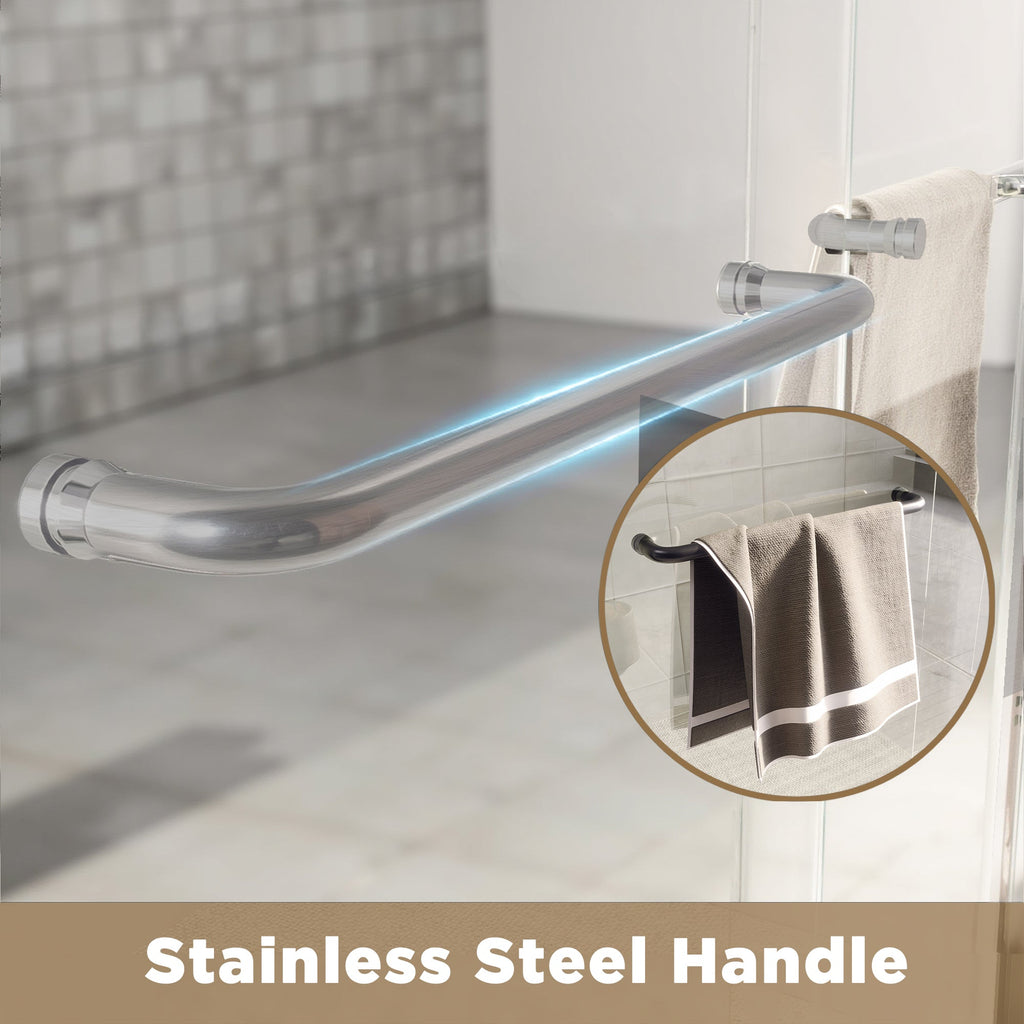 56-60in x 72in Aluminum Frame Double Sliding Shower Door, Brushed Nickel, 6mm