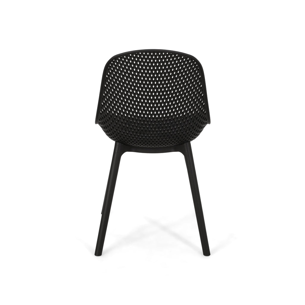 Accent Chair Minimalist Polypropylene Black Perforated Diamond Mesh 18.5x22 In