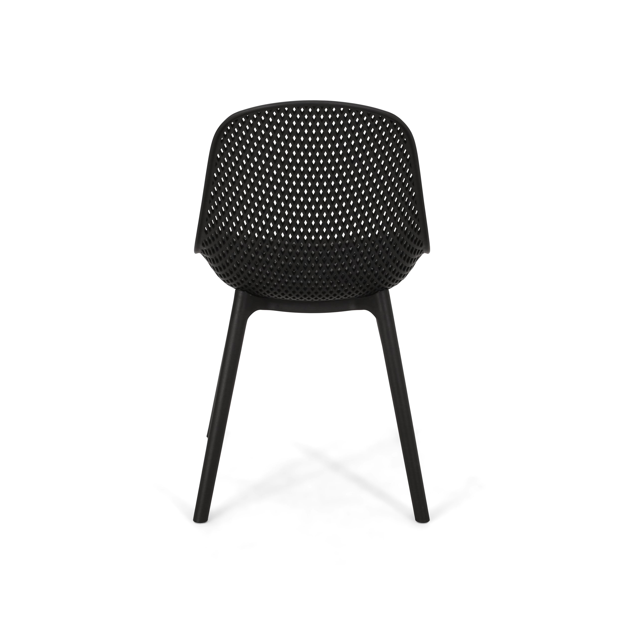 Accent Chair Minimalist Polypropylene Black Perforated Diamond Mesh 18.5x22 In