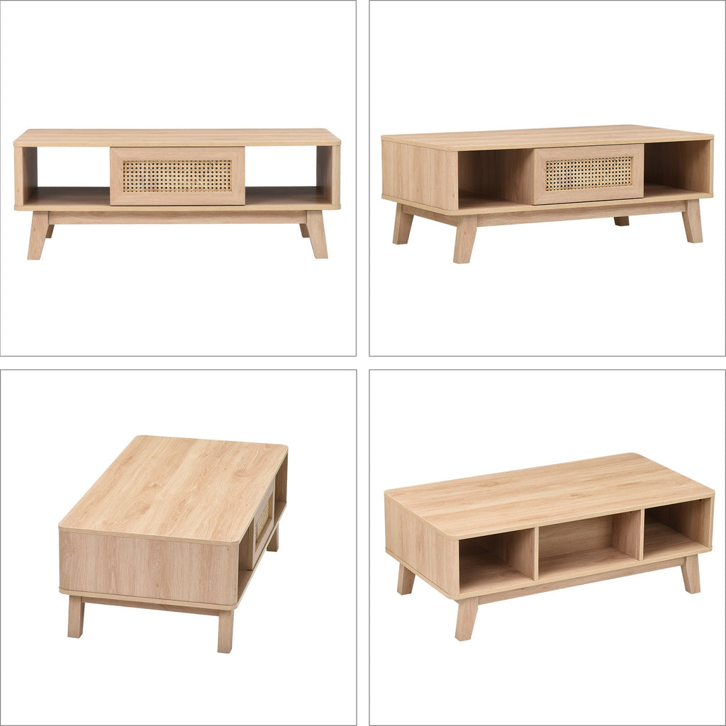 Coffee Table, Mid Century Living Room Tables with Storage, Modern Square with