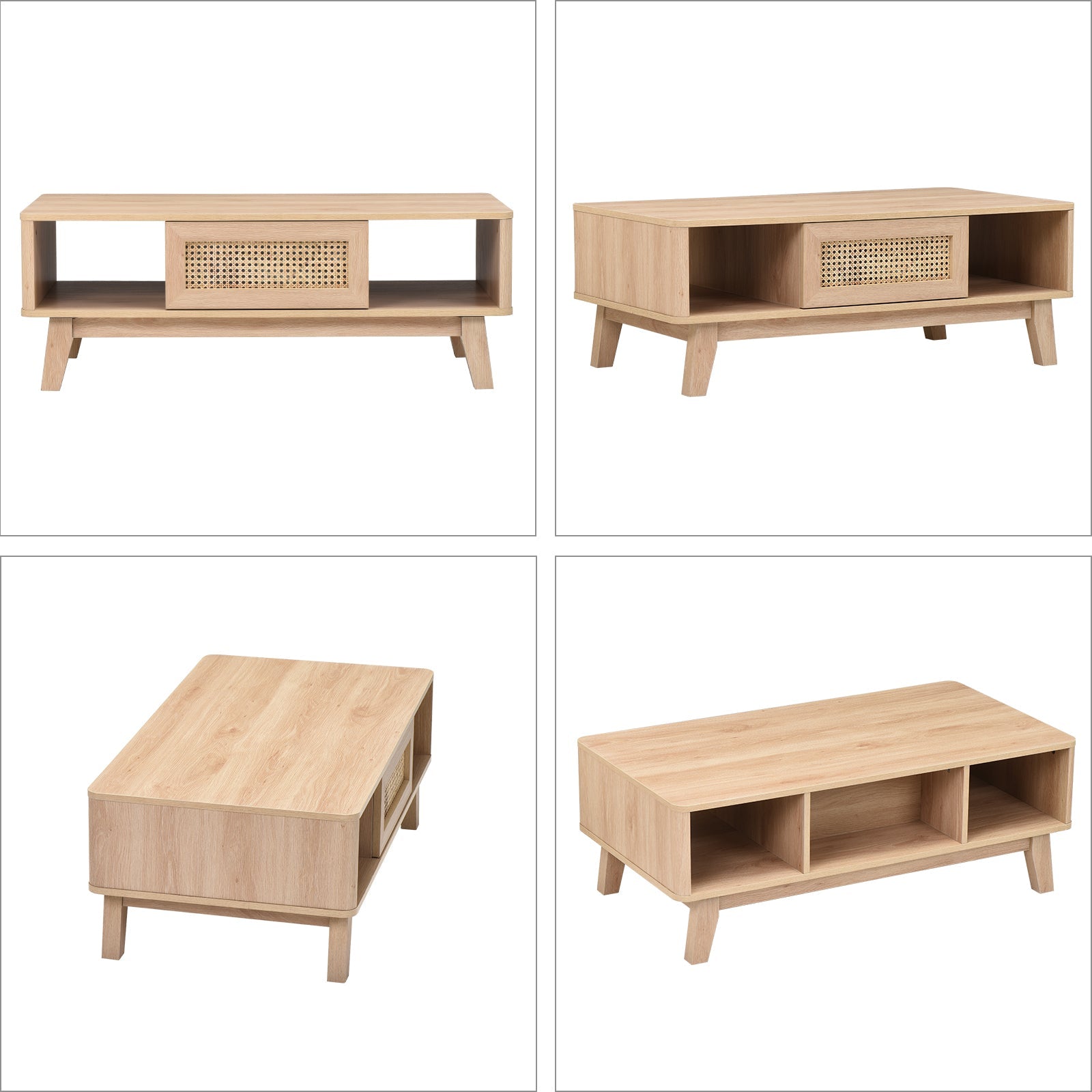 Coffee Table, Mid Century Living Room Tables with Storage, Modern Square with