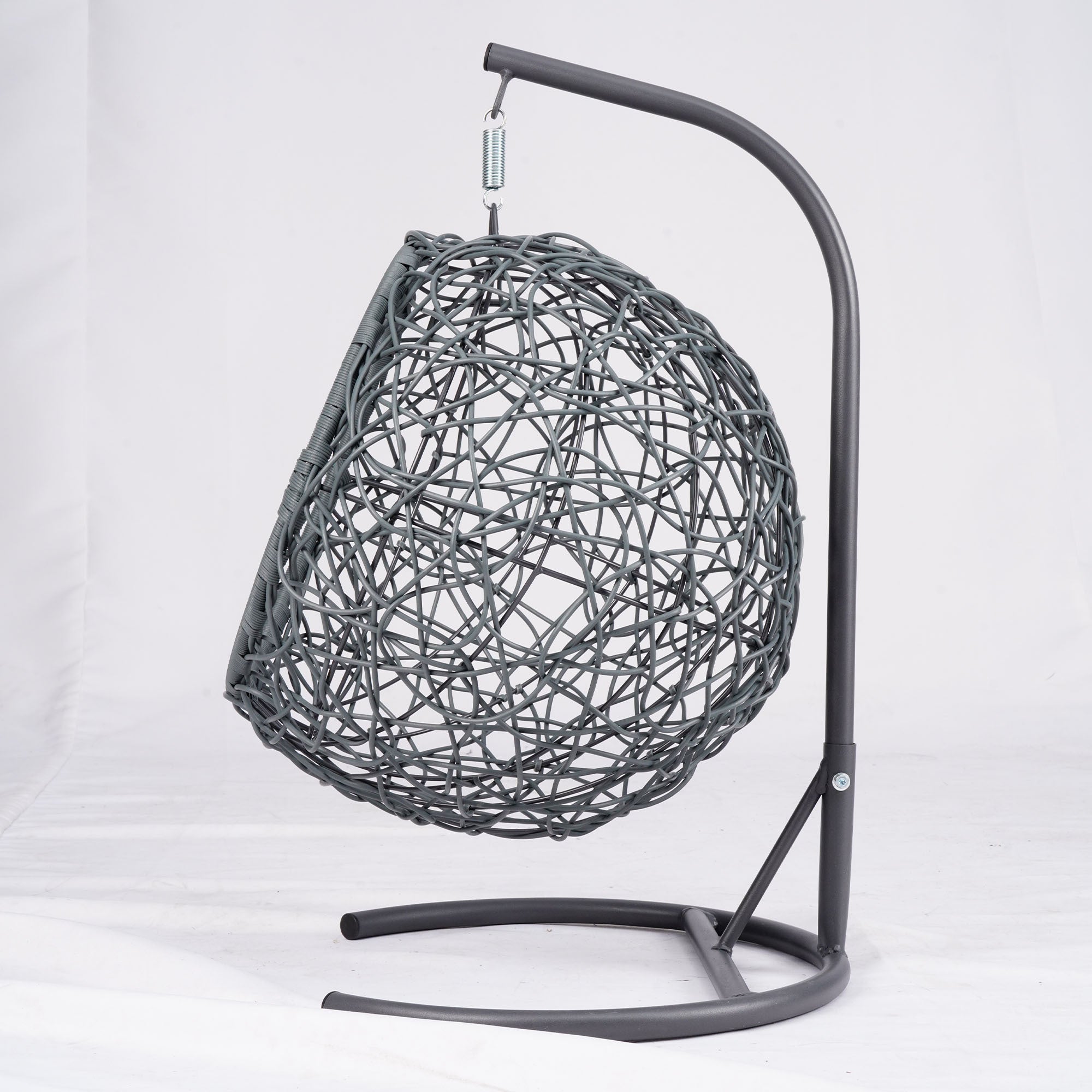Cat Swing Bed with Stand and Cushion, Rattan Wicker Egg Chair Style, Gray