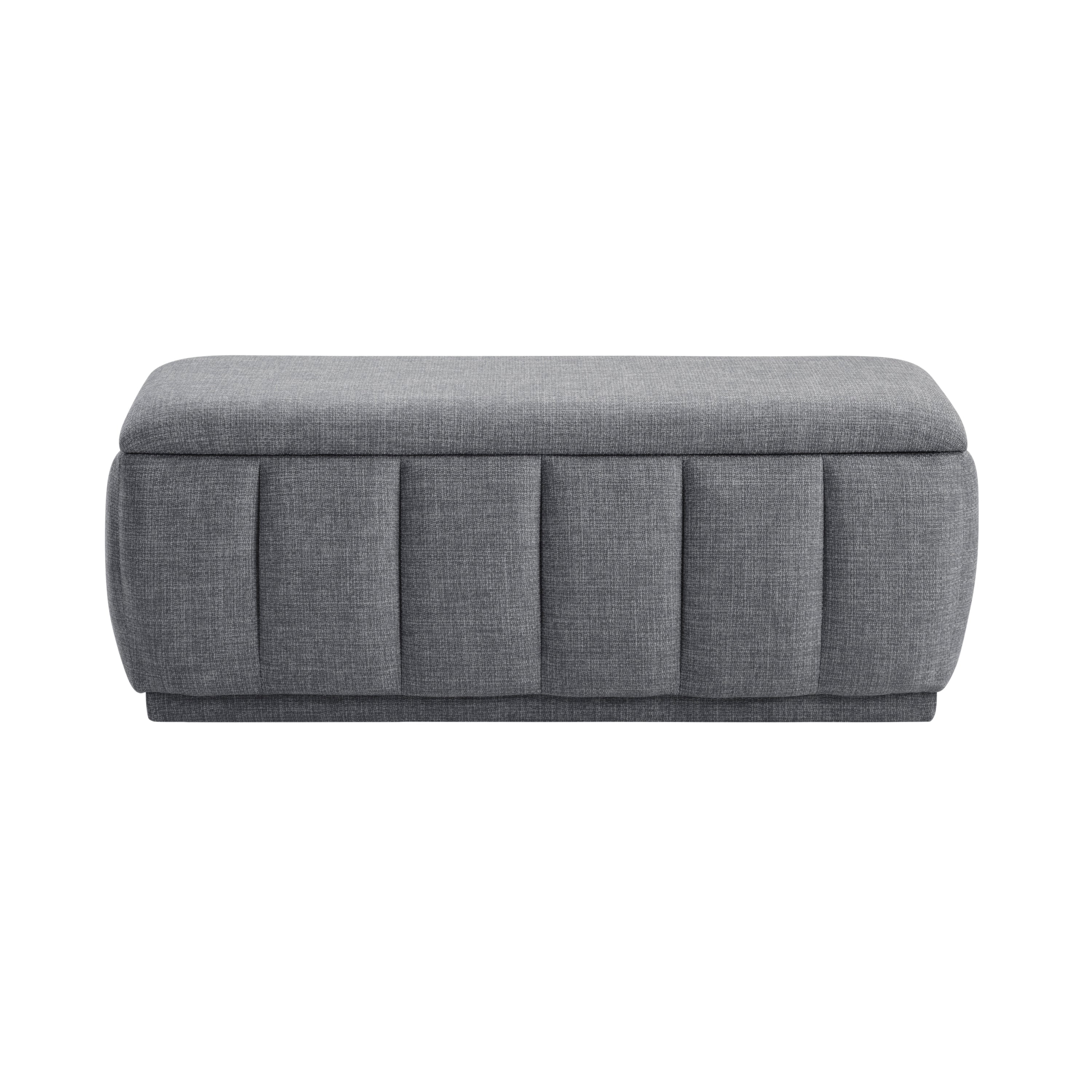 Storage Bench Modern Fabric Gray Plywood Frame No Assembly 47x18x18 In 300 LB