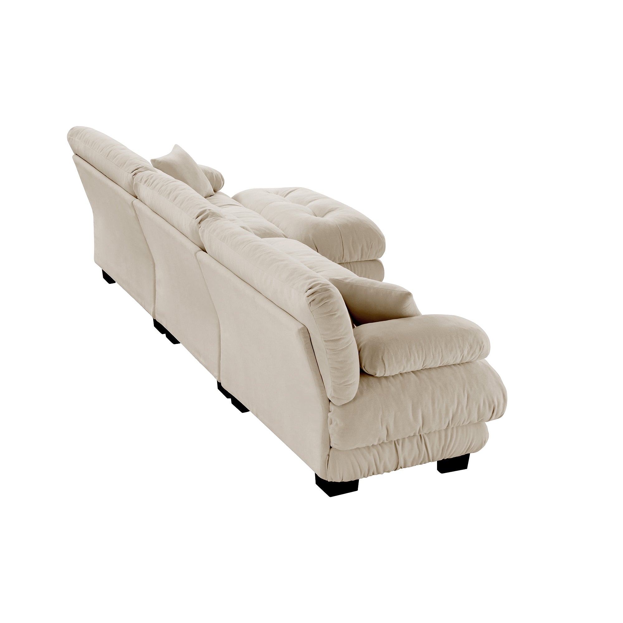 Sectional Sofa L-Shape Chenille Light Coffee 3 Seat Convertible Ottoman