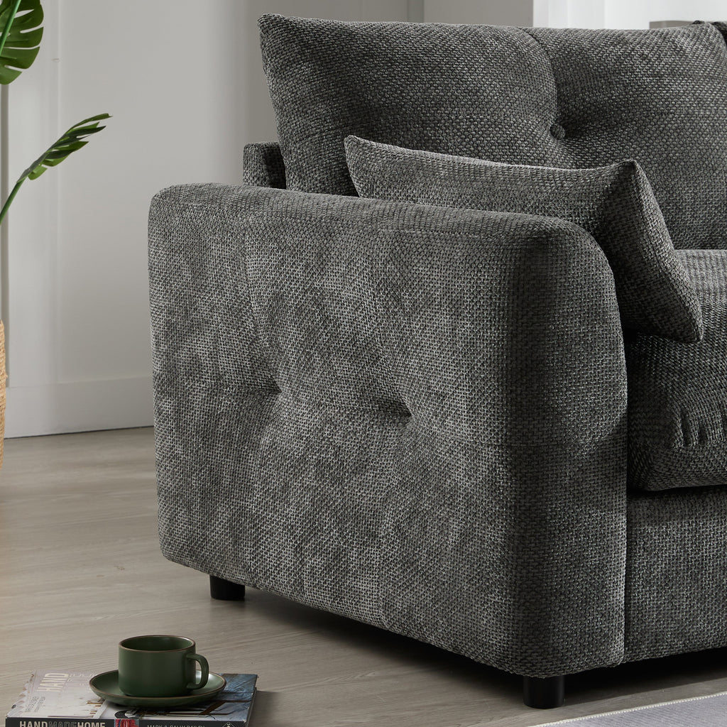 Sectional Sofa U-Shape Chenille Gray 6 Seat USB Console 136 In