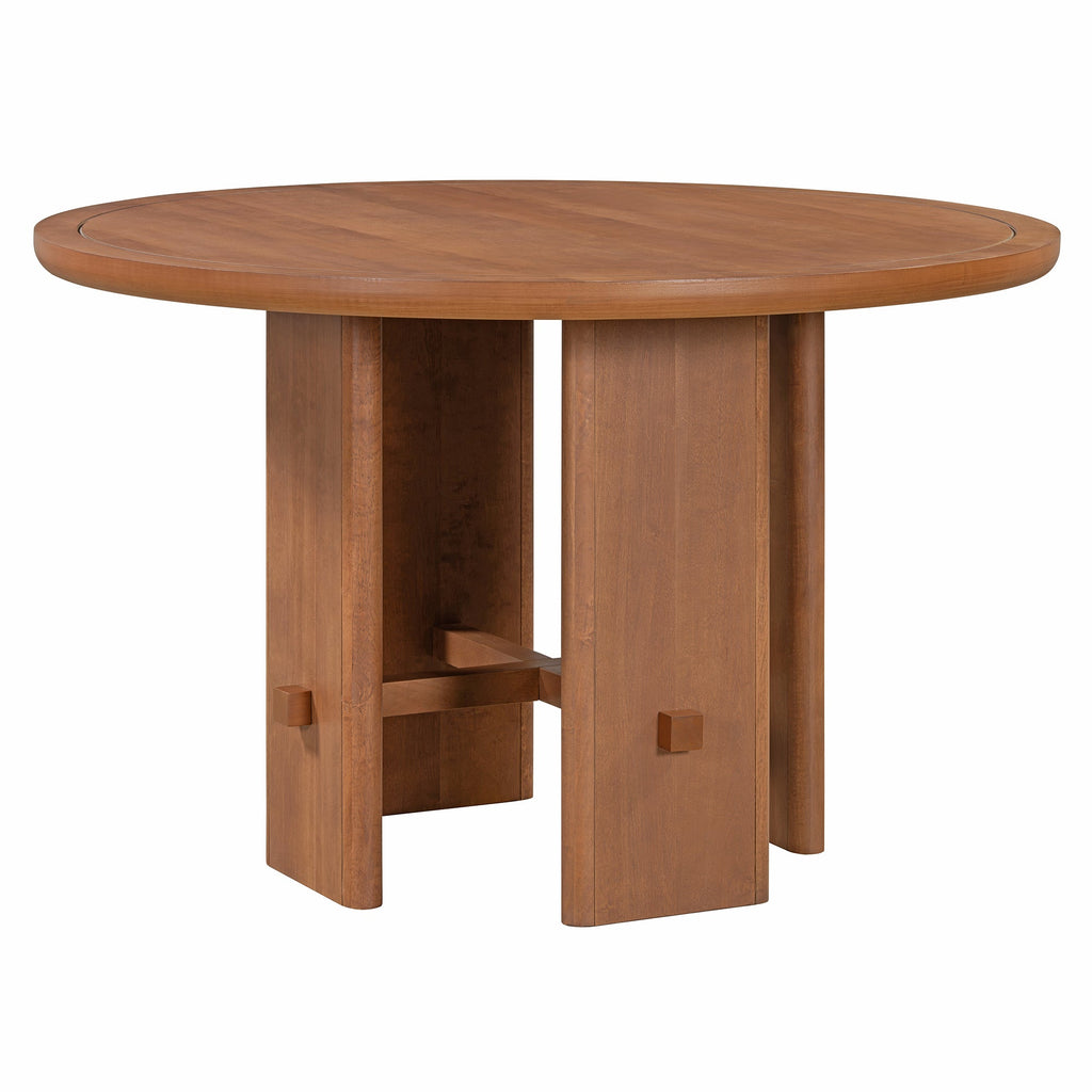 5-Piece Round Dining Table Set for 4, Minimalist Farmhouse Dining Table with 4