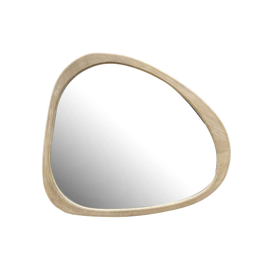 Wall Mirror Asymmetrical Solid Pine Wood Natural Mid-Century 44.9x38.9 In