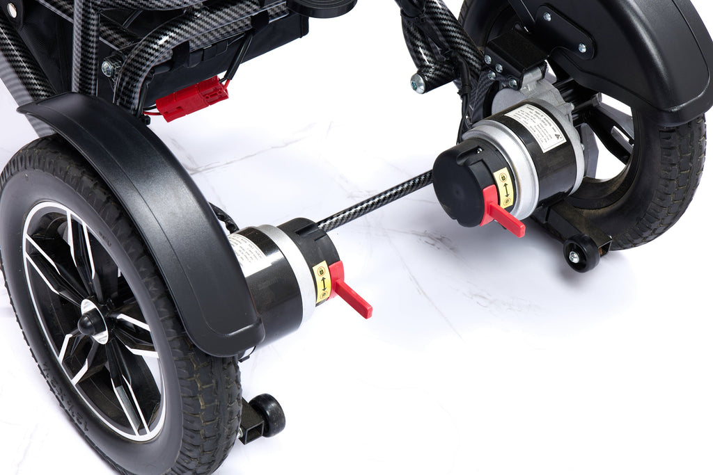 Wheelchair Electric Foldable Aluminum Dual Battery Black 41x24x39 In