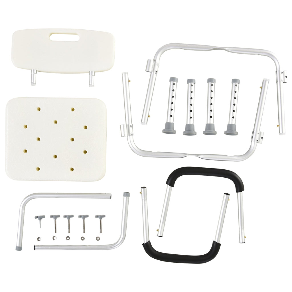 Shower Chair Adjustable Aluminum Removable Armrests Lightweight Portable 7 LB