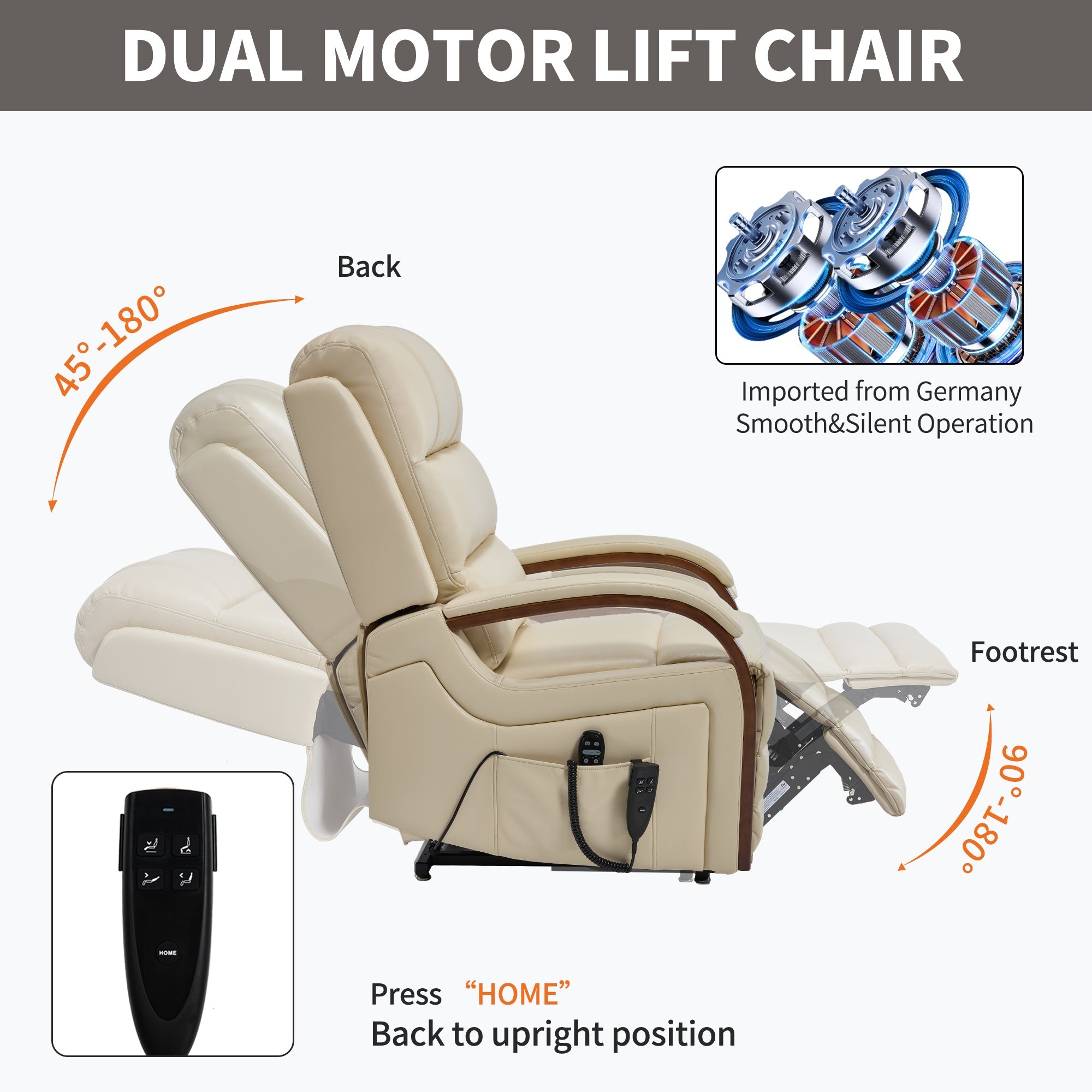 Lift Recliner Chair Power Chenille Beige Heat Massage 350lb