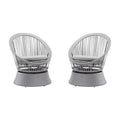 Modern Silver Grey Swivel Wicker Lounge Chair Set with PE Rattan and Iron