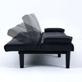 67-inch Black PVC Multi-Functional Sofa Bed with Foldable Design and Cup Holder