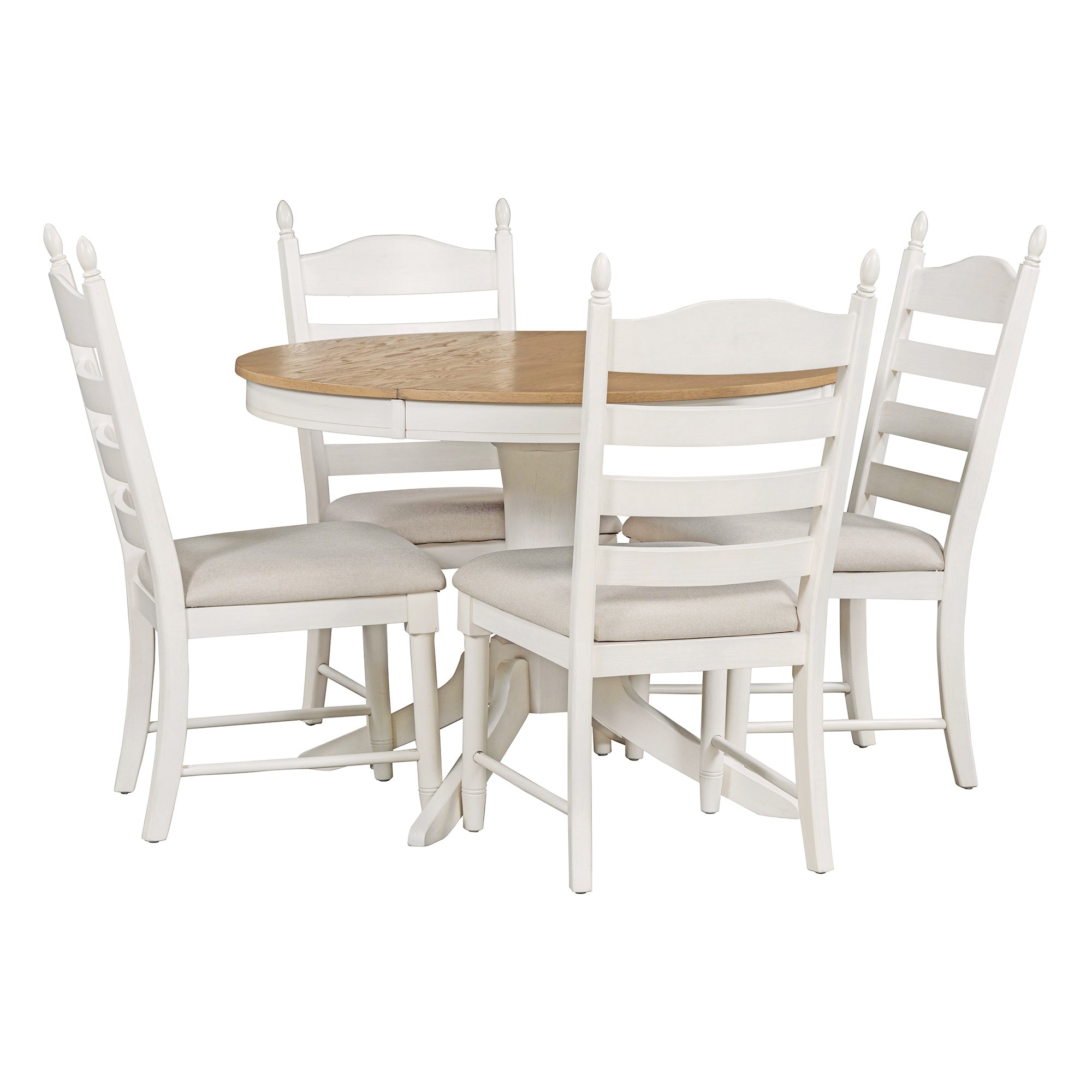 5-Piece Retro Functional Dining Table Set Wood Round Extendable Dining Table