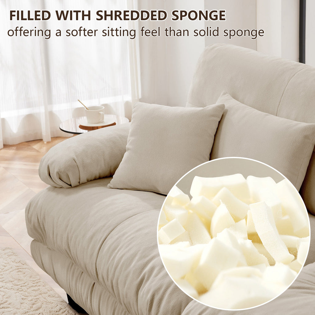 Sectional Sofa U-Shape Chenille Light Coffee 3 Seat 2 Ottomans