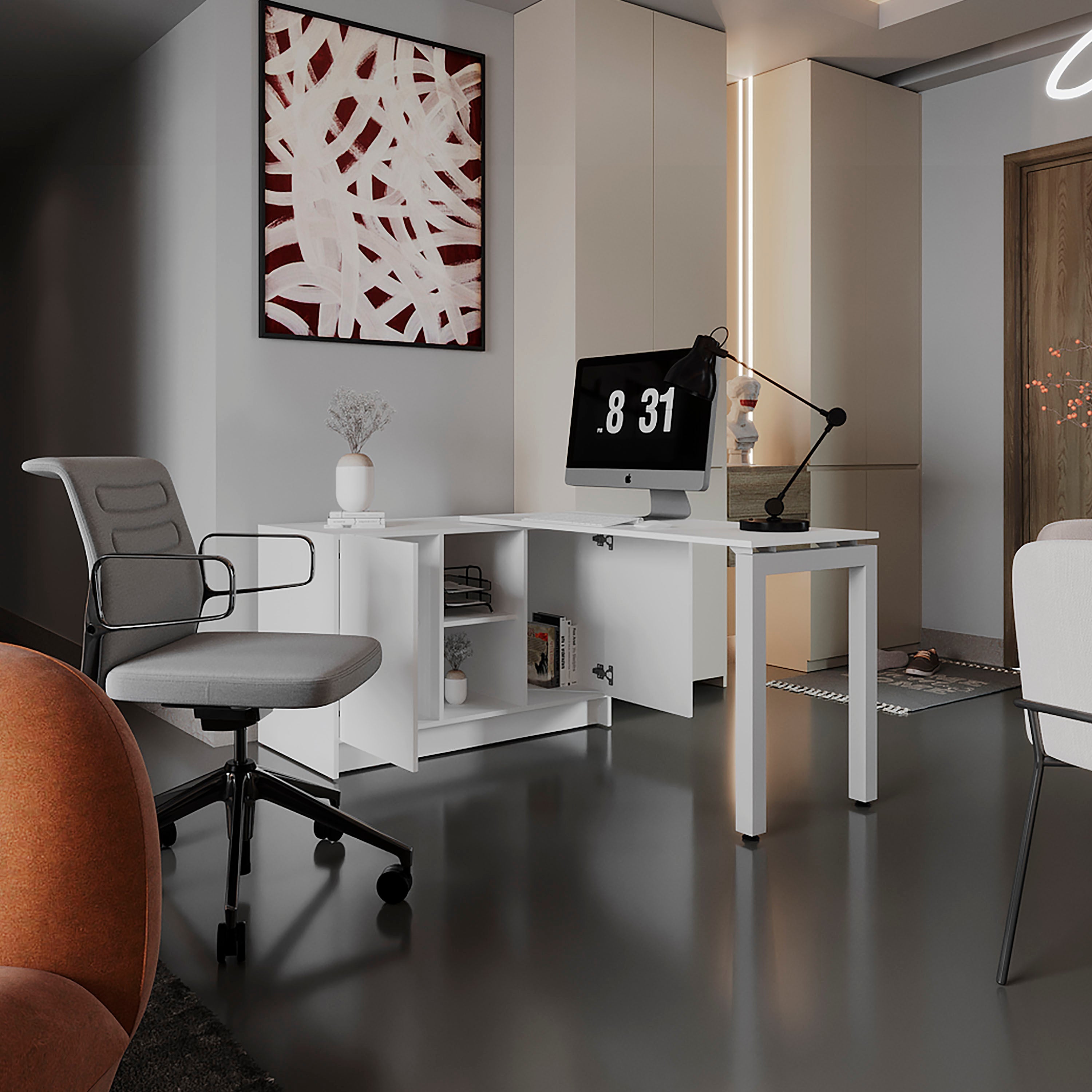 Rotable Desk 72-Inch Wide or Compact, Adjustable Workstation Two Directions