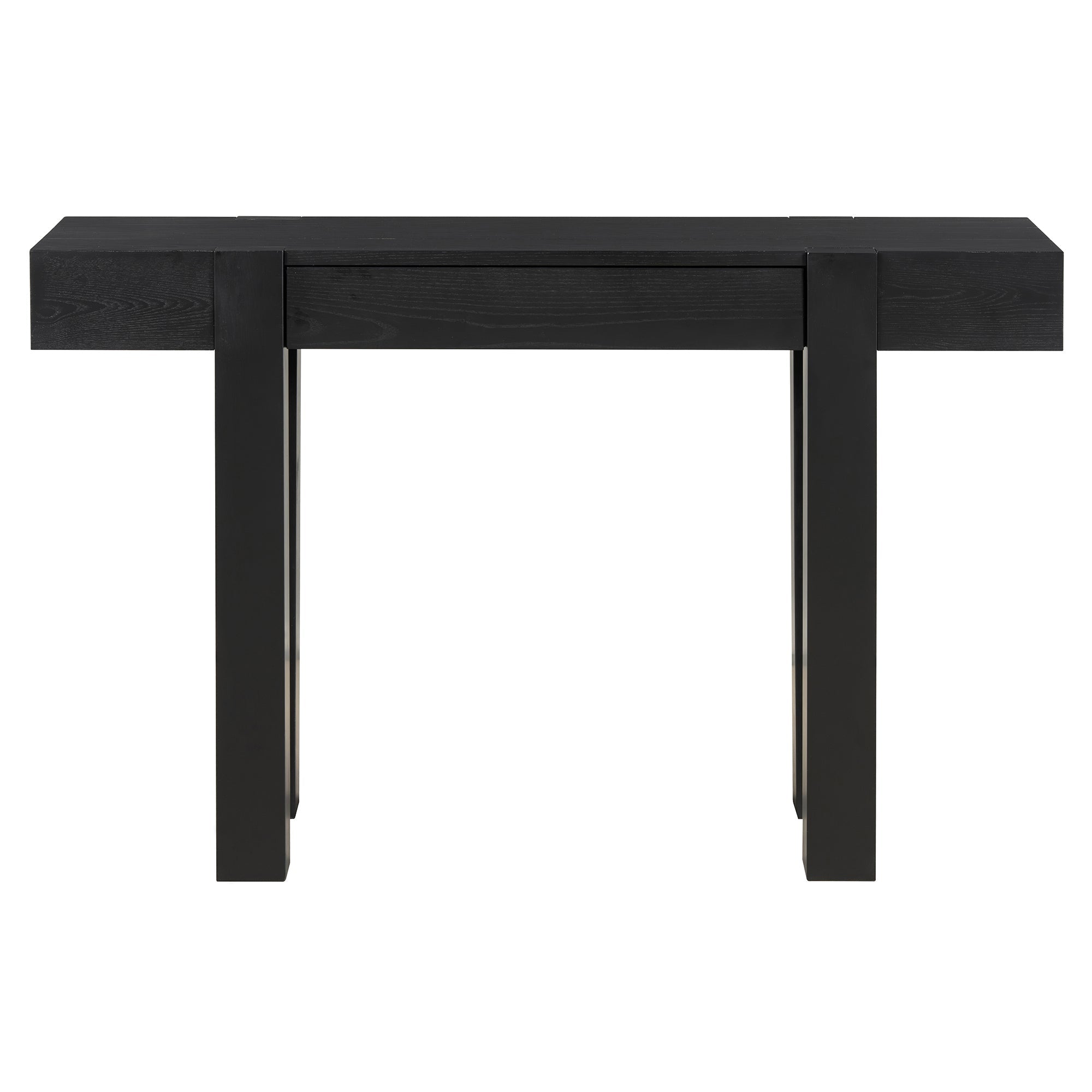 Rustic Console Table, Hidden Drawer, Side Power Outlet, Entryway Table, Black