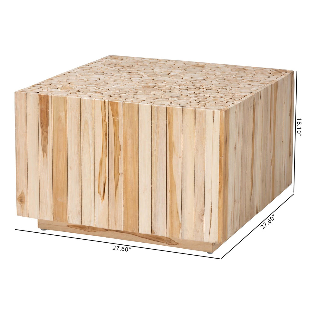 Bohemian Natural Teak Wood Coffee Table with Unique Repurposed Wood Logs