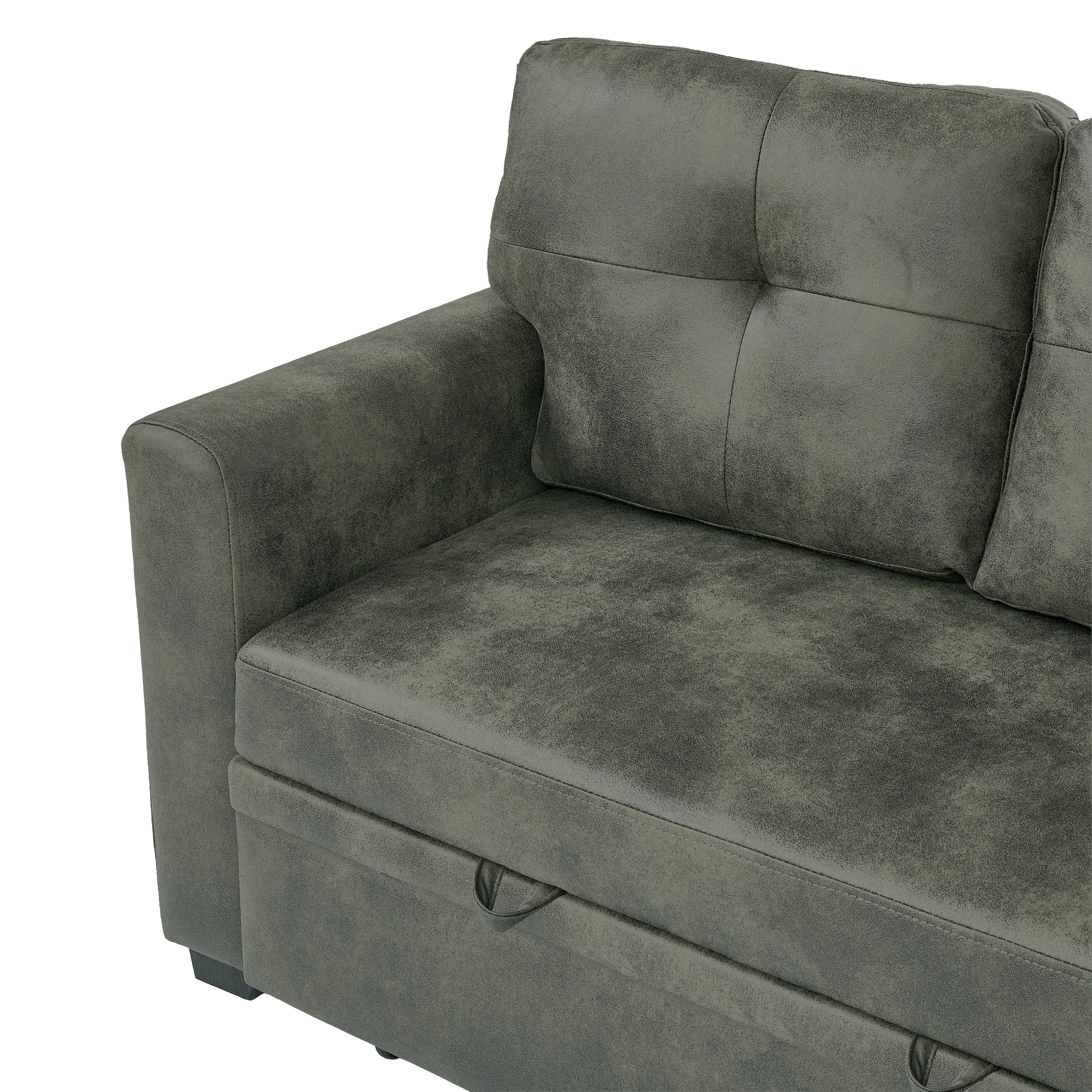 Sectional Sofa L-Shape Olive Green Sleeper 71