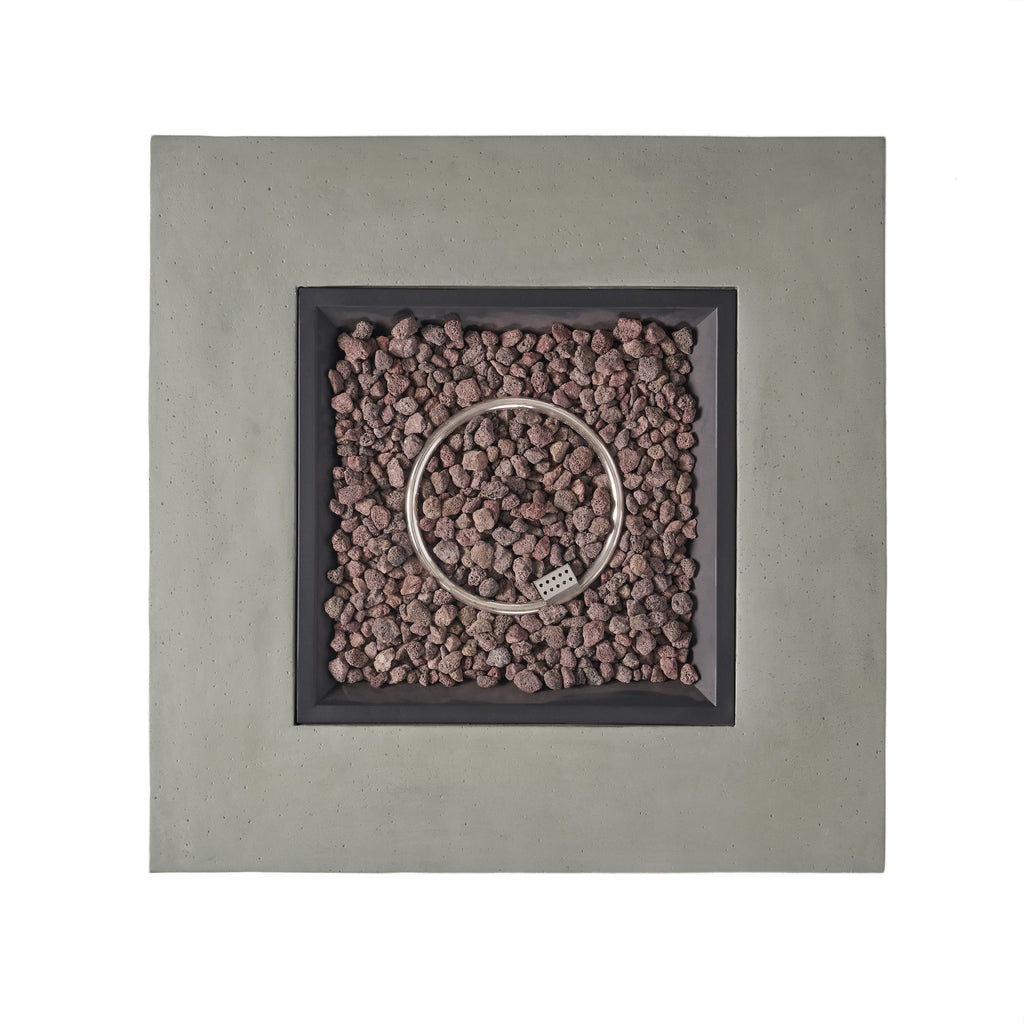 Contemporary 50,000 BTU Square MgO Fire Table with Clean Lines in Light Grey
