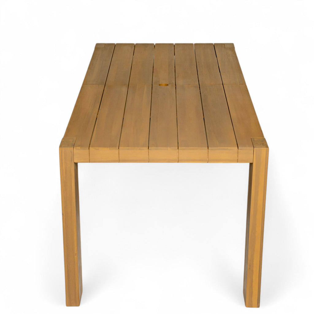 Outdoor Dining Set Acacia Wood Light Teak 7 Piece Rectangle Seats 6