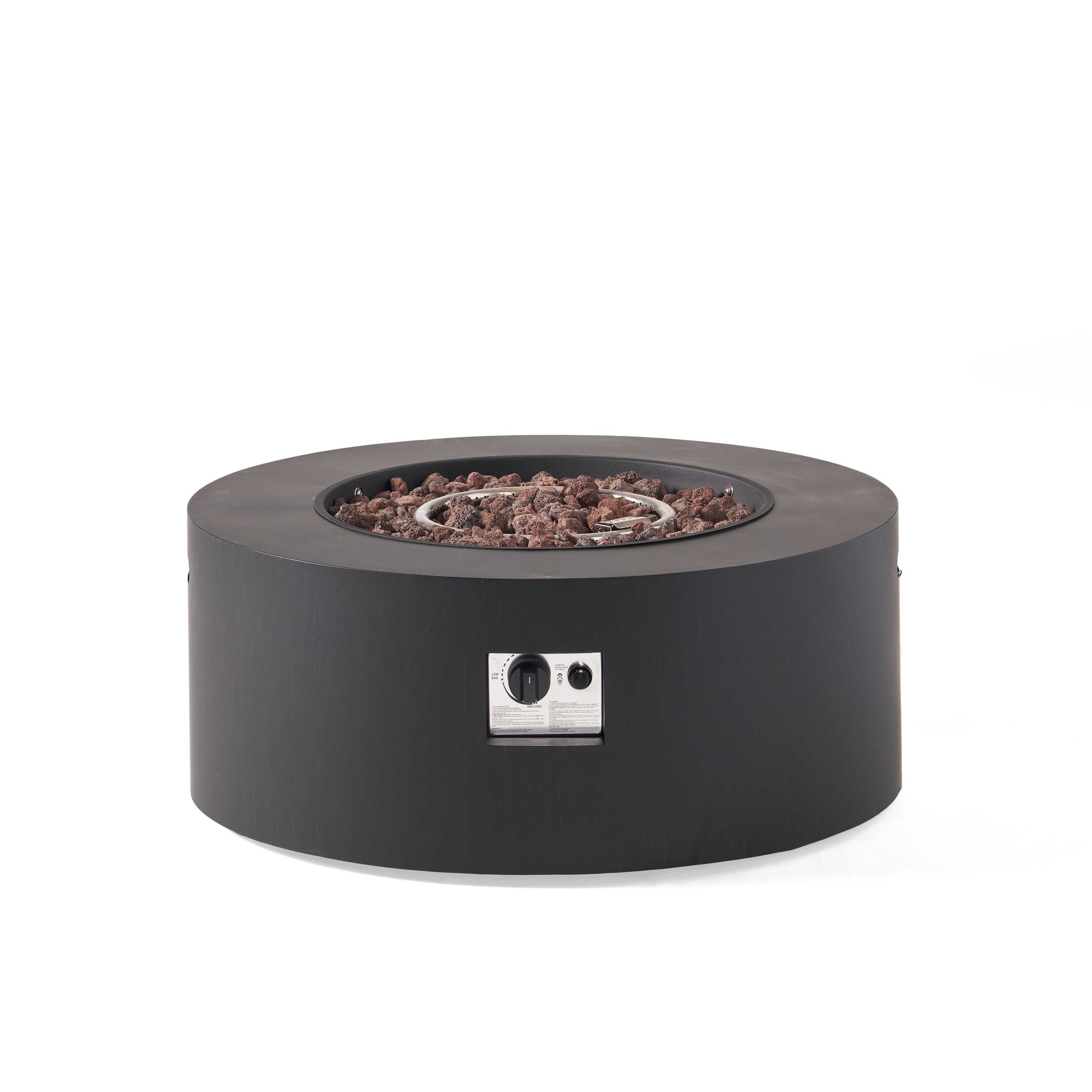 Modern Iron Propane Fire Pit, 32' Round, 40,000 BTU, Dark Grey Finish