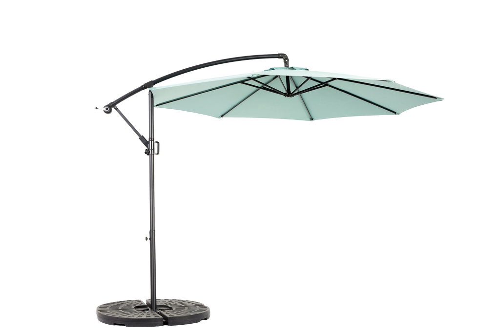 10ft Offset Hanging Market Patio Umbrella w-Easy Tilt Adjustment, Light Green