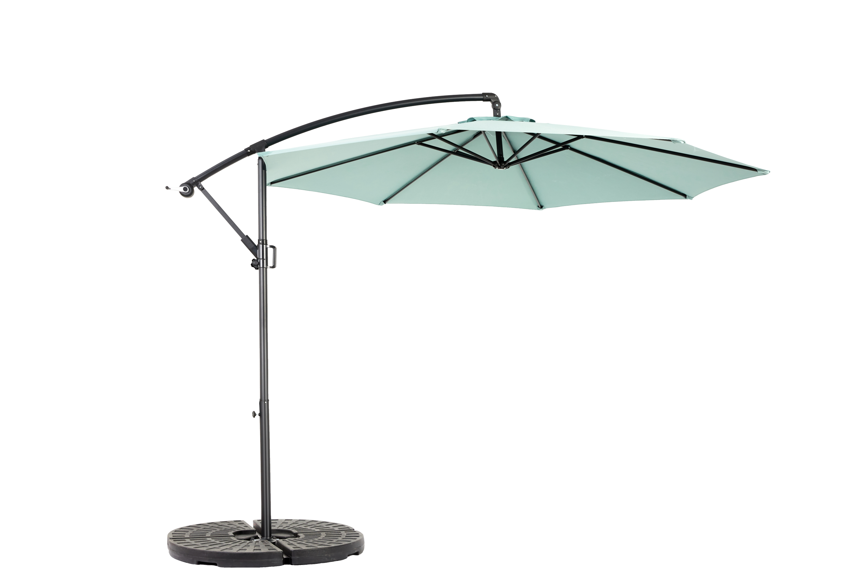 10ft Offset Hanging Market Patio Umbrella w-Easy Tilt Adjustment, Light Green